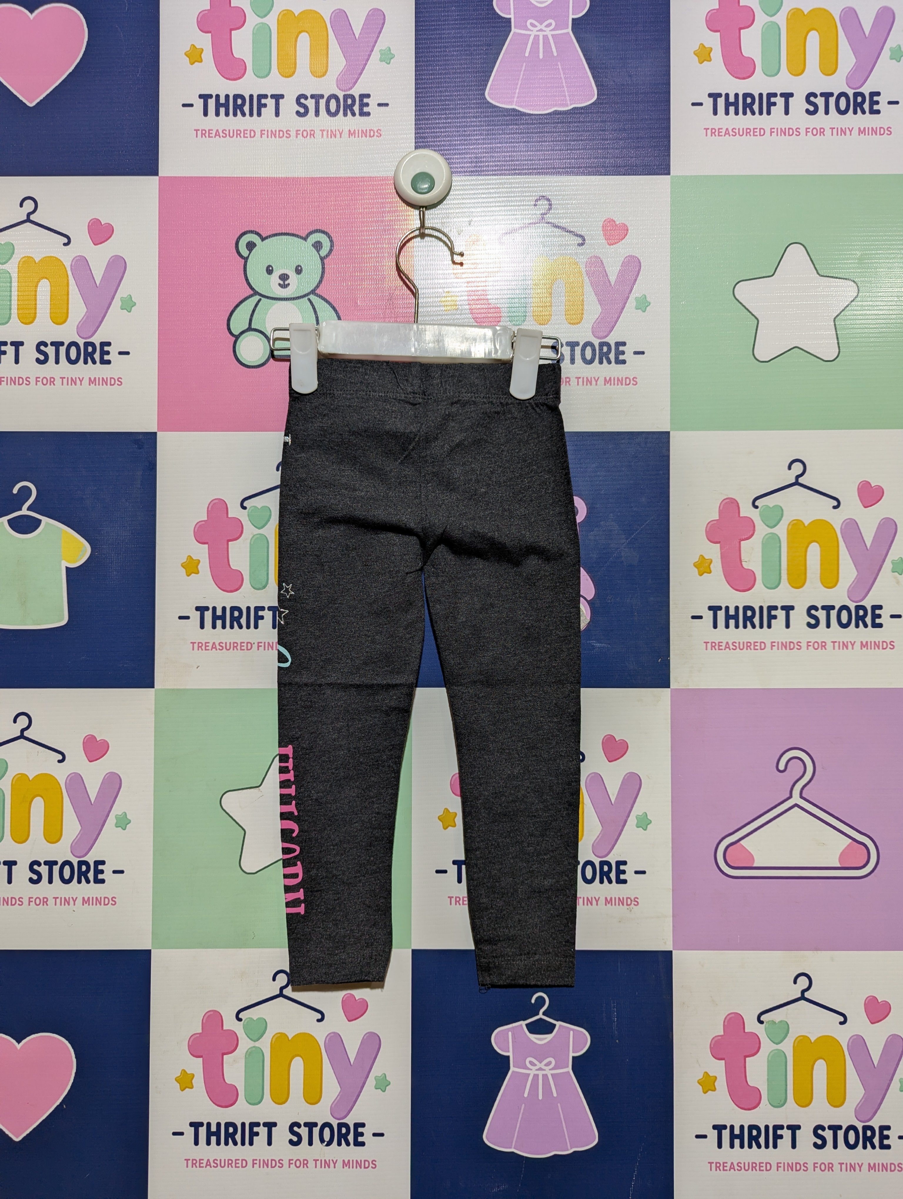 Pepco Girls Dark Grey "I Want To Be A Unicorn" Leggings - Size 98 Estimated Age 3 Years AB2