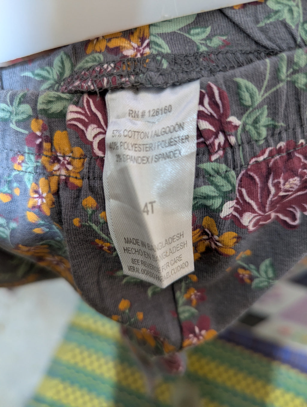 Garanimals Girls Grey Floral Print Stretch Leggings - Size 4T Estimated Age 4 Years AB2
