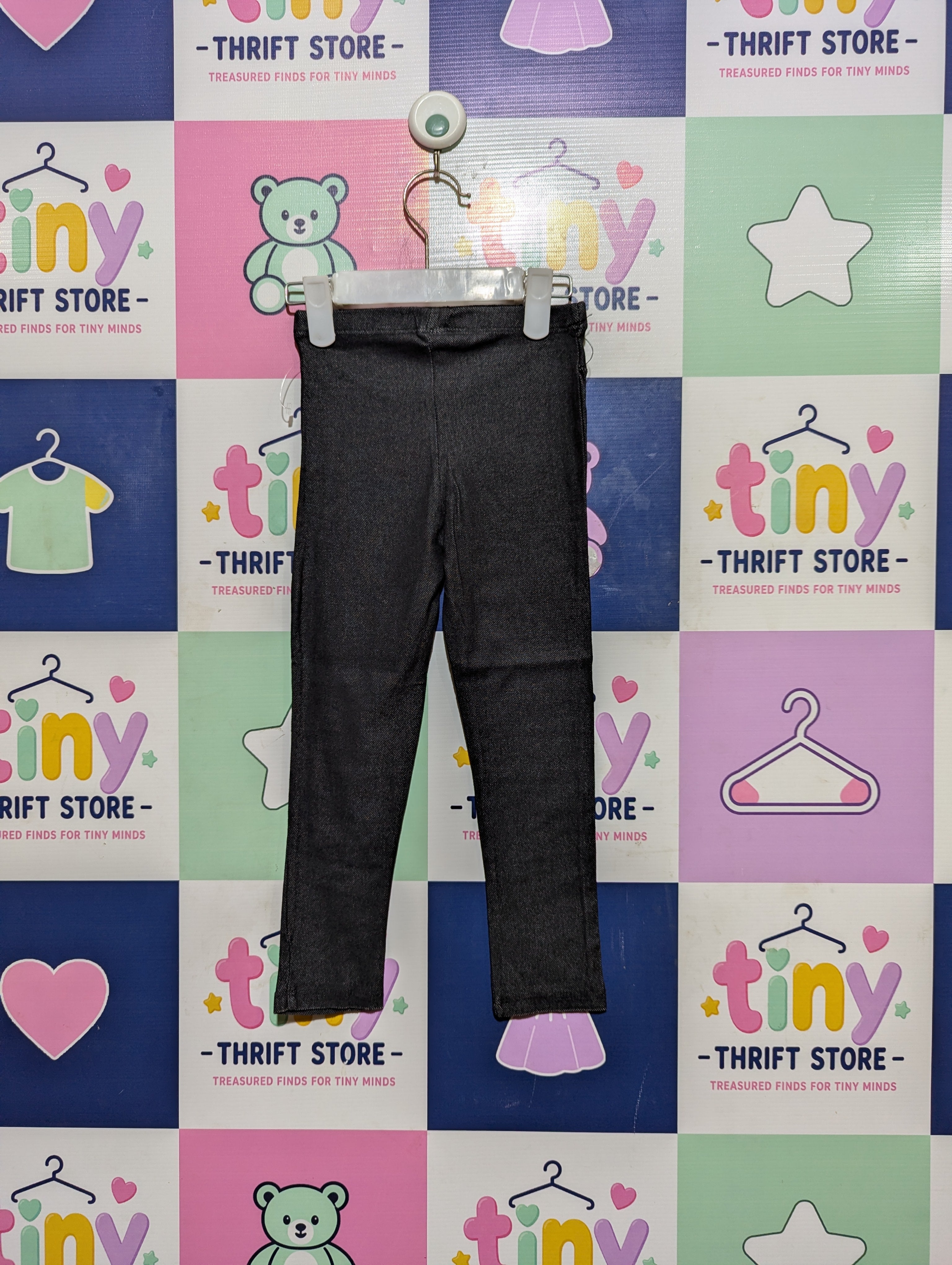Garanimals Girls Dark Grey Faux Denim Stretch Leggings - Size 4 Estimated Age 4 Years AB2