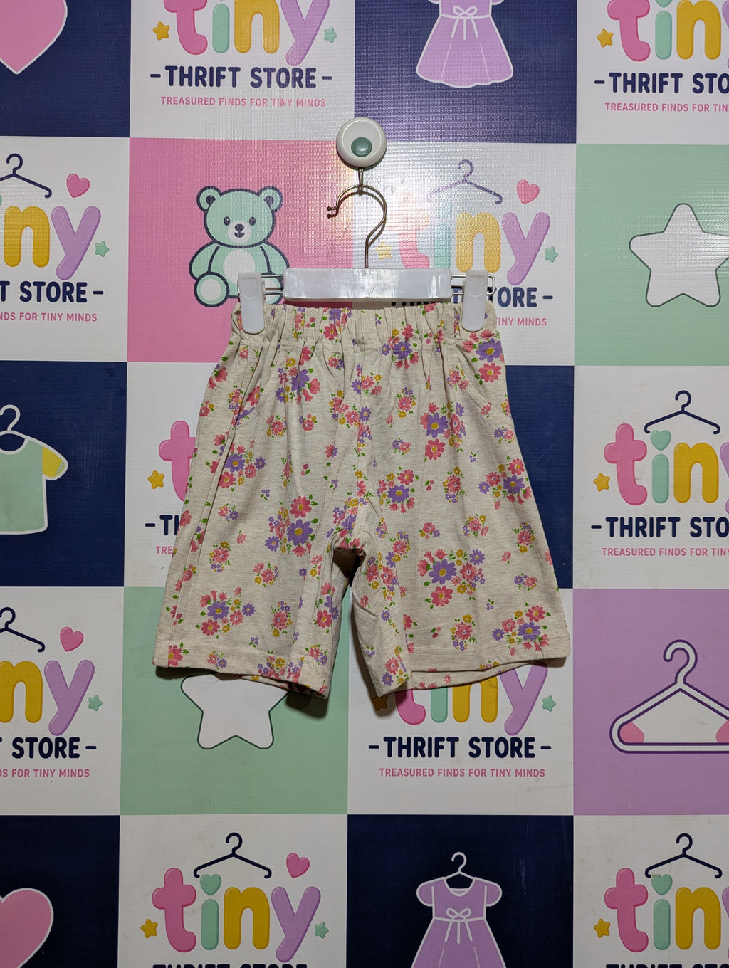Nishimatsuya Girls Cream Floral Print Casual Shorts - Size 100 Estimated Age 3 Years AB2