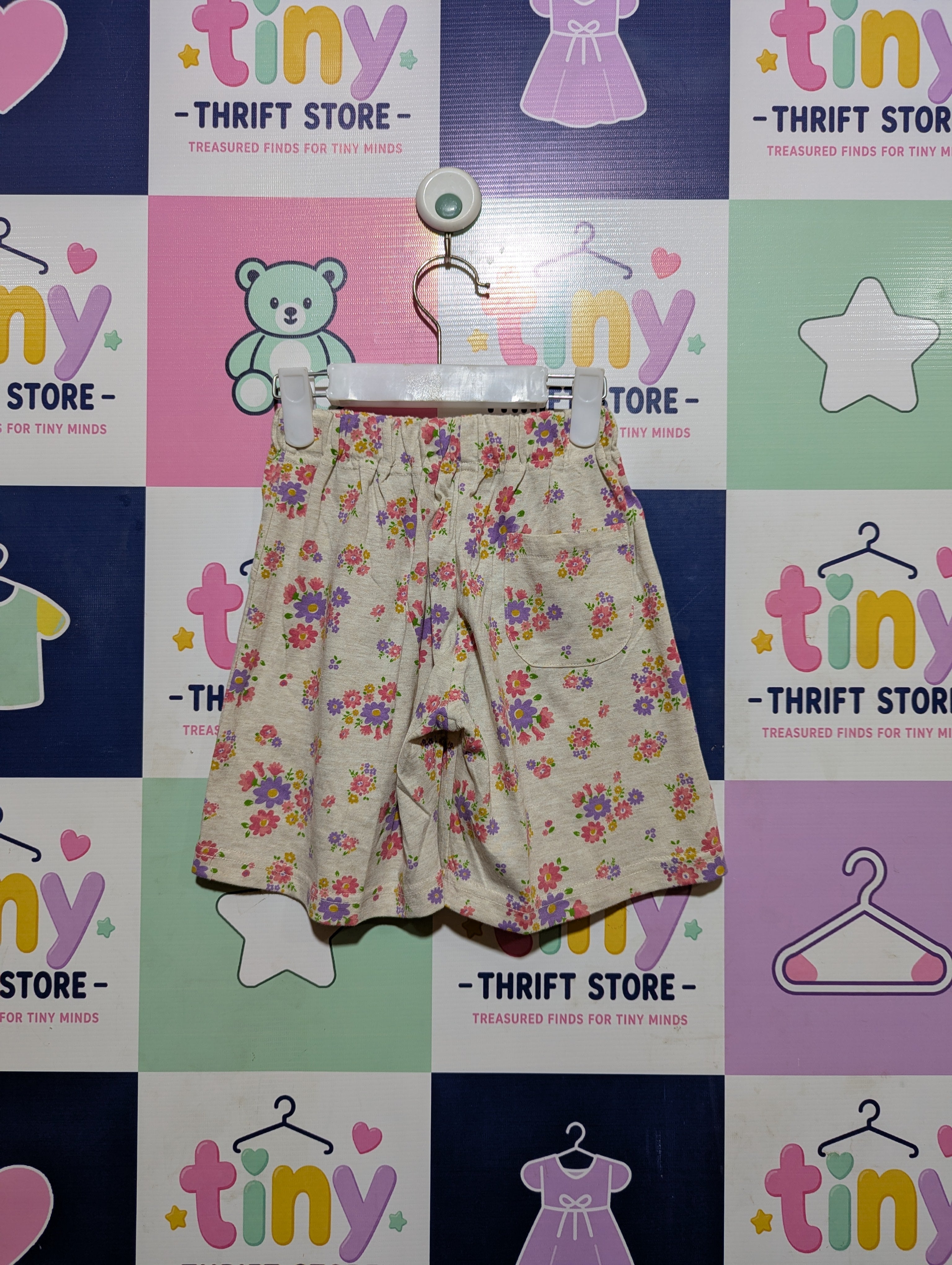 Nishimatsuya Girls Cream Floral Print Casual Shorts - Size 100 Estimated Age 3 Years AB2