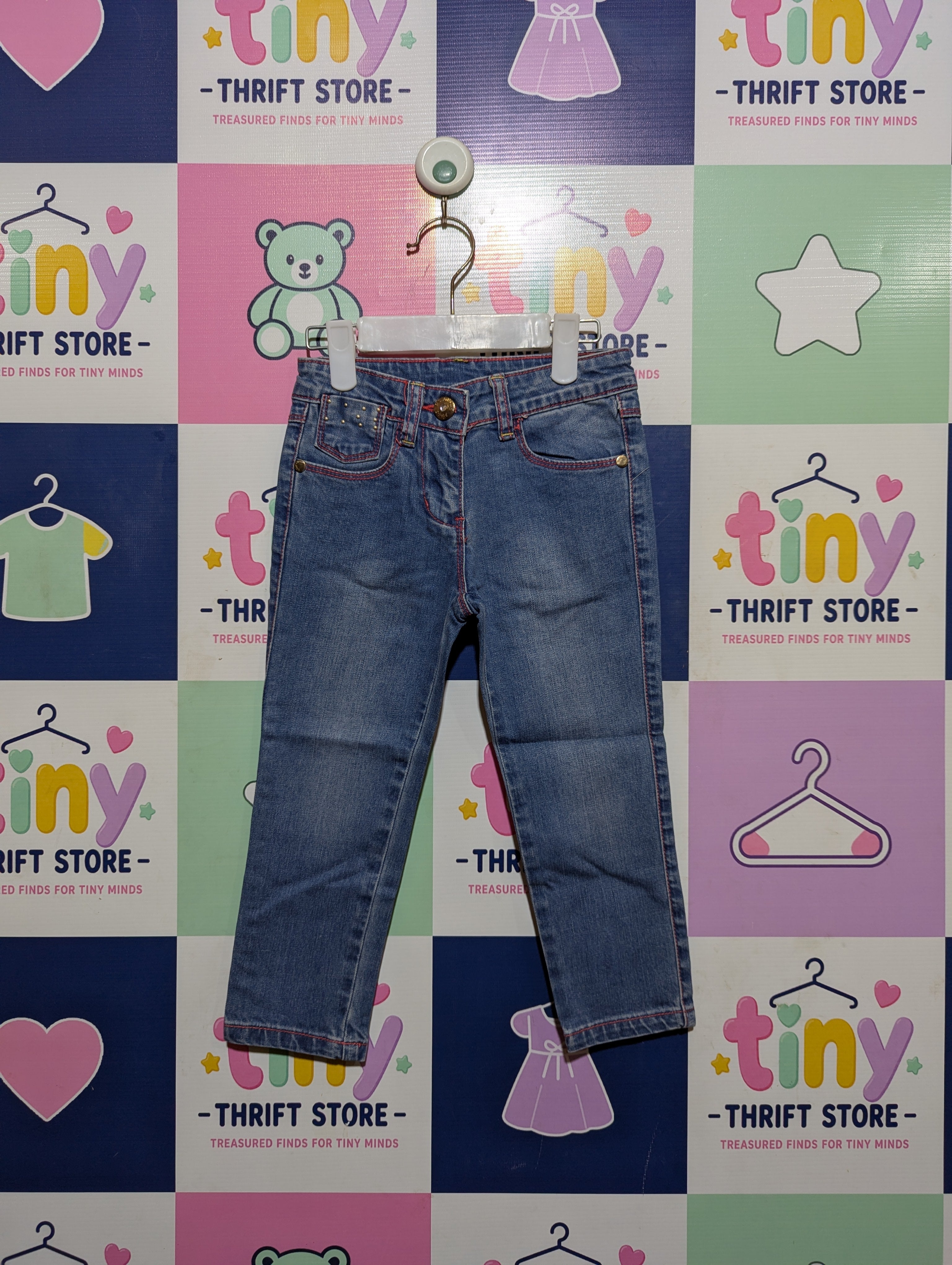Primigi Girls Classic Blue Denim Jeans - Size 100 cm Estimated Age 4 Years AB2