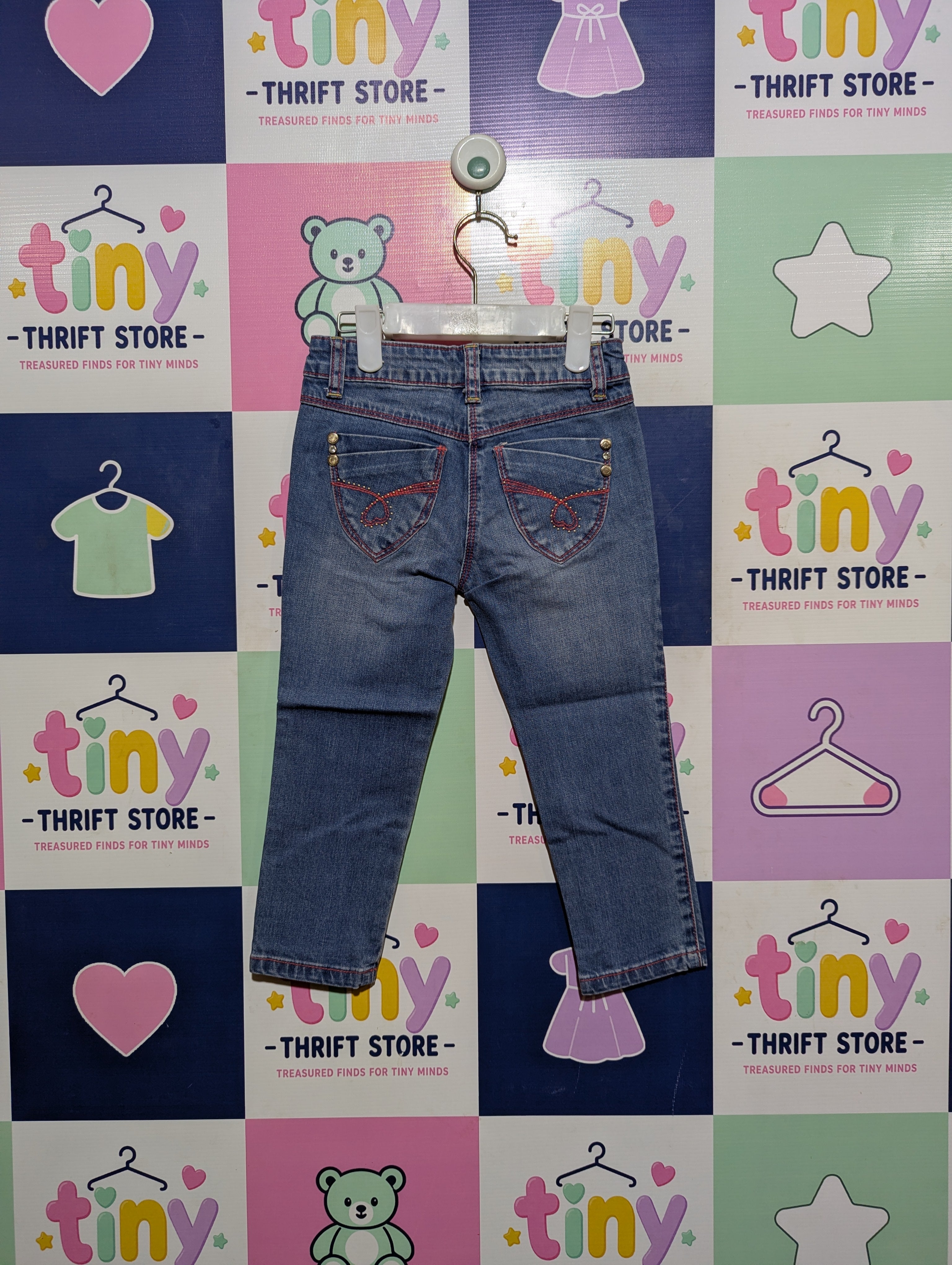 Primigi Girls Classic Blue Denim Jeans - Size 100 cm Estimated Age 4 Years AB2