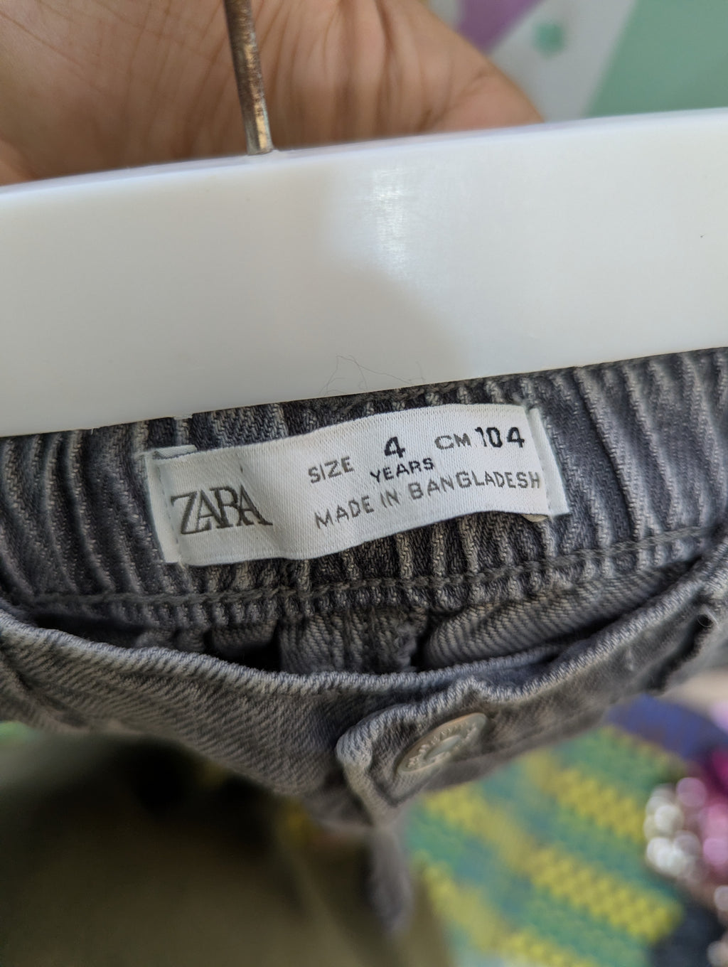 ZARA Kids Girls Grey Acid Wash Wide-Leg Denim Jeans - Size 4 Years (104 cm) Estimated Age 4Y AB2