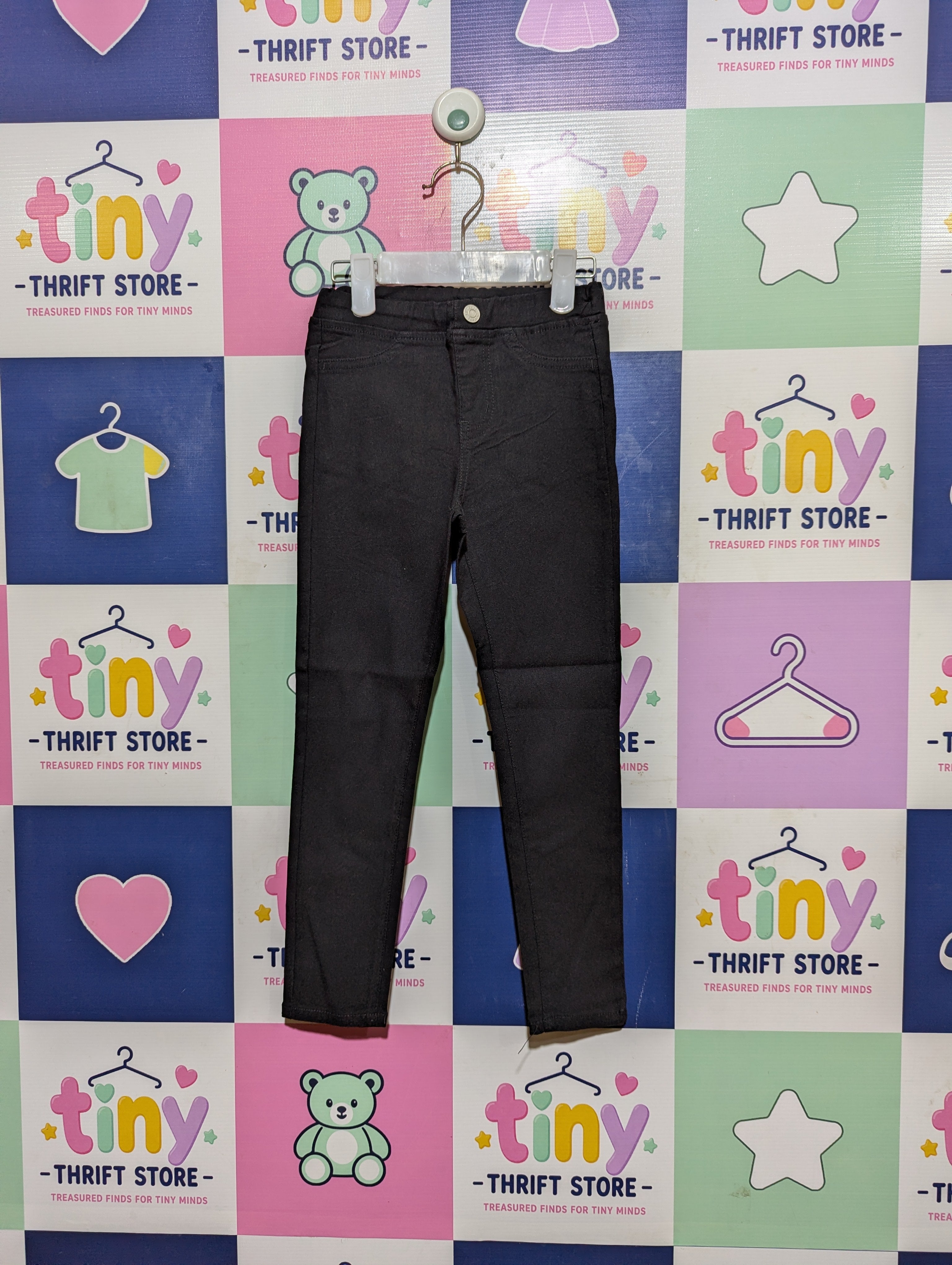 GU Girls Basic Black Skinny Fit Stretch Pants - Size 110 (Estimated Age 4-5 Years) AB2