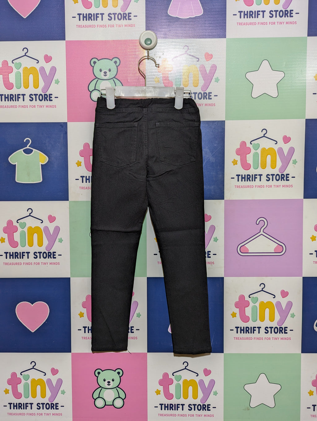 GU Girls Basic Black Skinny Fit Stretch Pants - Size 110 (Estimated Age 4-5 Years) AB2