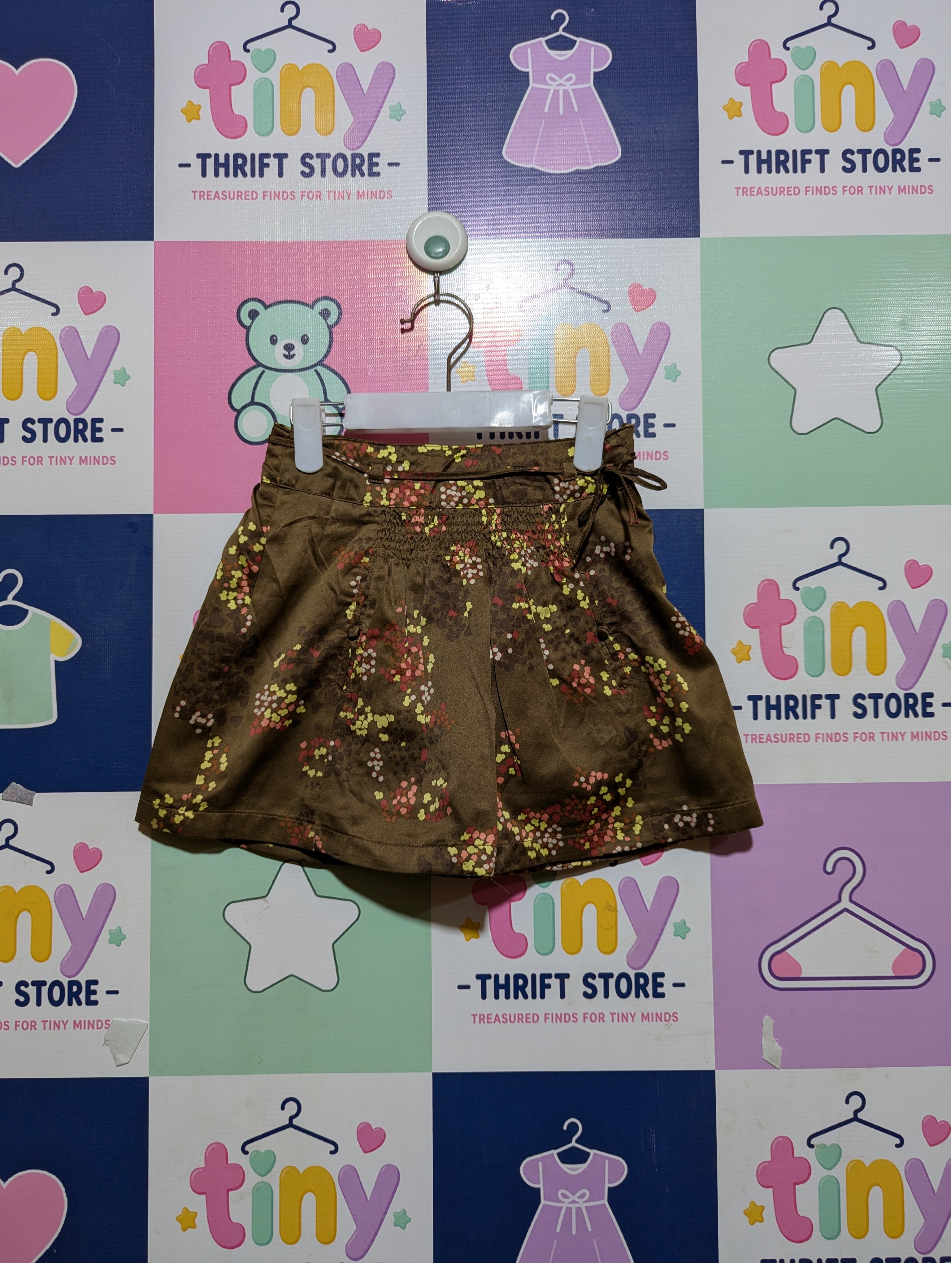 OKAIDI Girls Brown Floral Printed Mini Skirt - Size 4A/Y (102 cm) Estimated Age 4 Years AB2