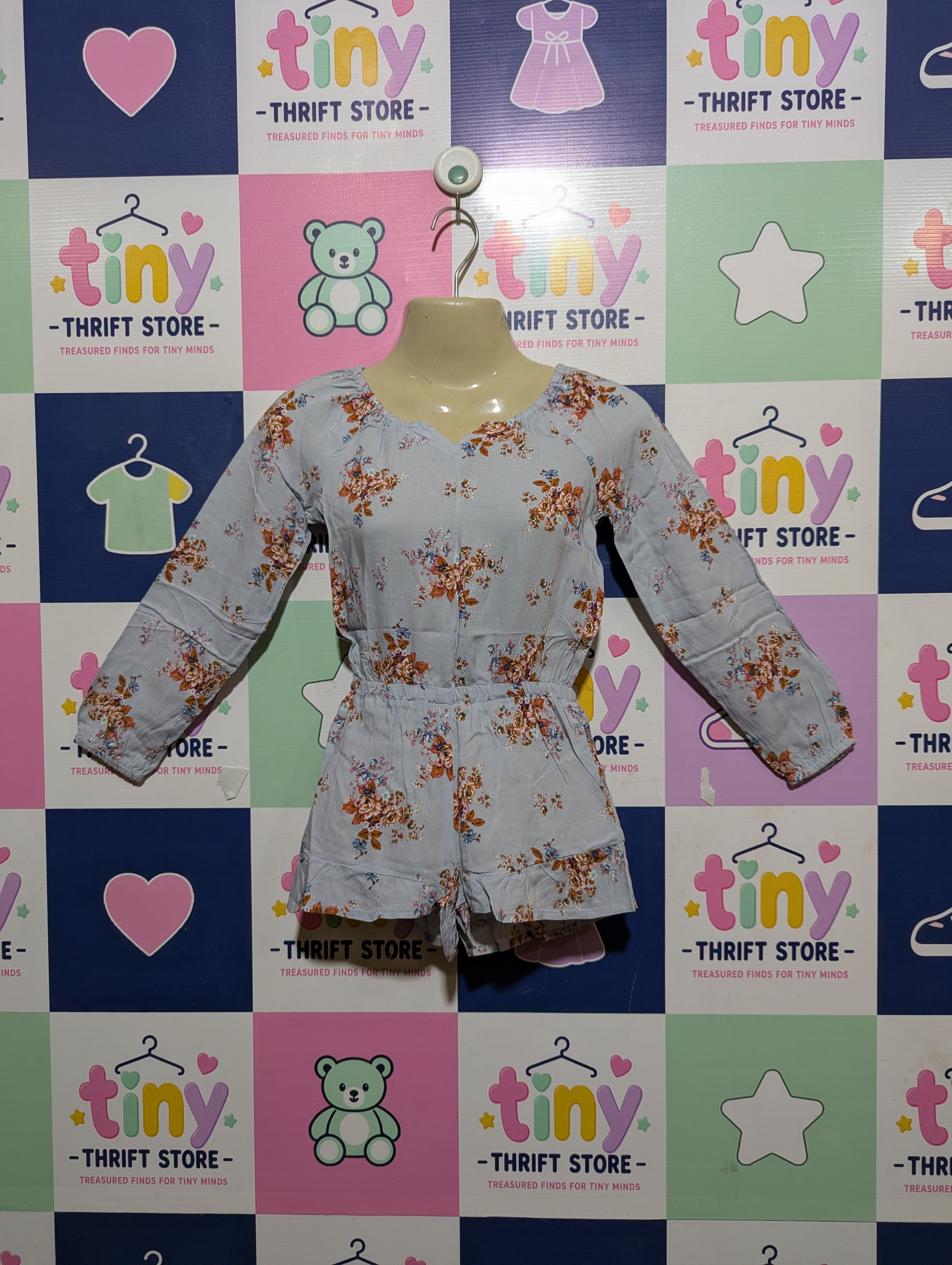 Made with Love Girls White Floral & Butterfly Print Sleeveless Jumpsuit - Size 24-36M (98 cm) Estimated Age 2-3 Years AB2