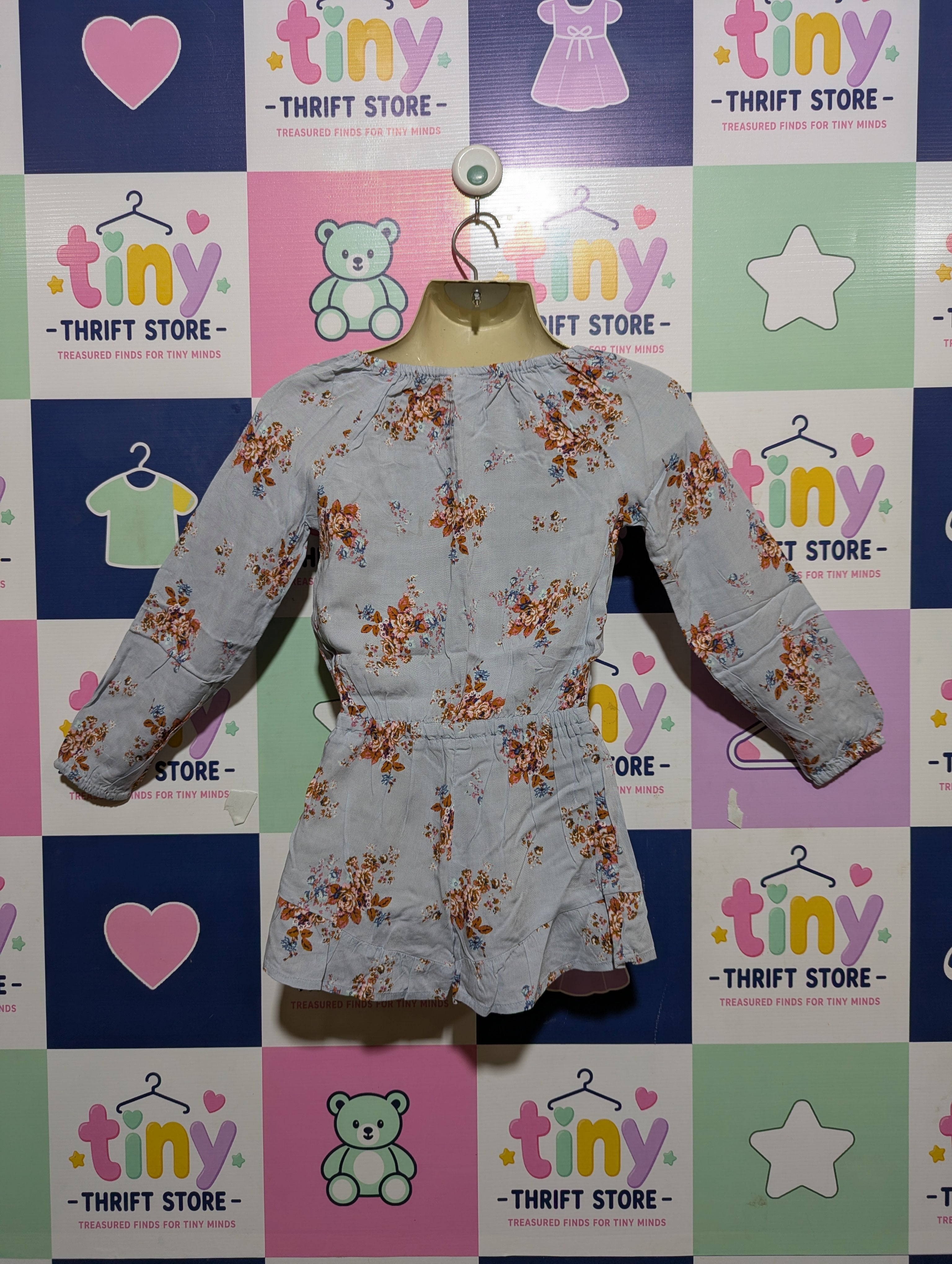 Made with Love Girls White Floral & Butterfly Print Sleeveless Jumpsuit - Size 24-36M (98 cm) Estimated Age 2-3 Years AB2