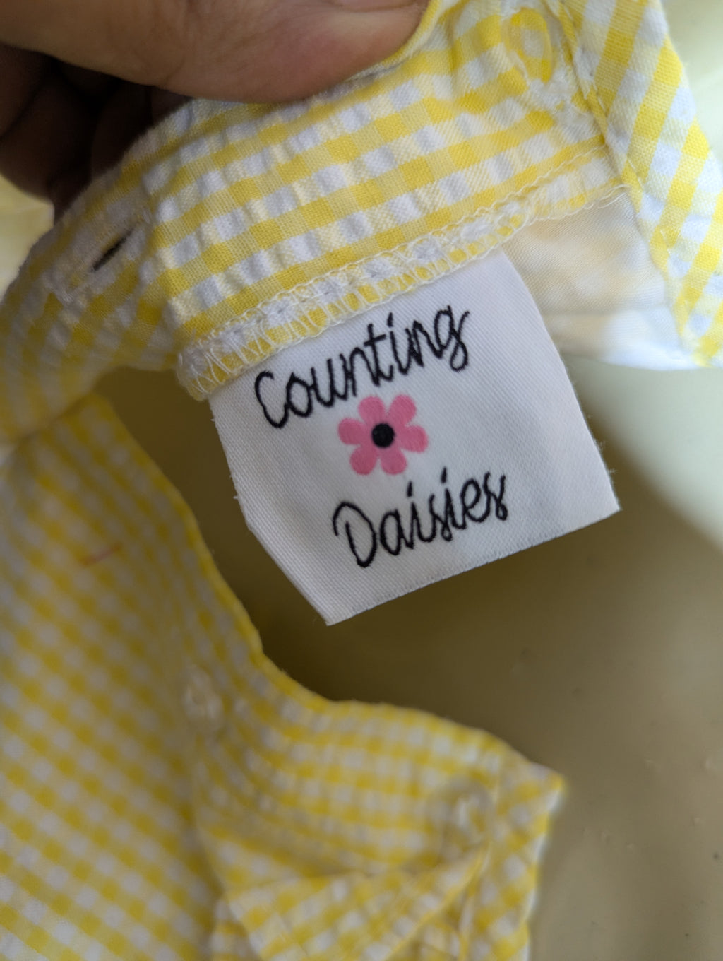 Counting Daisies Girls Yellow Gingham & Bee Embroidered Dress - Size 4T Estimated Age 4 Years AB2