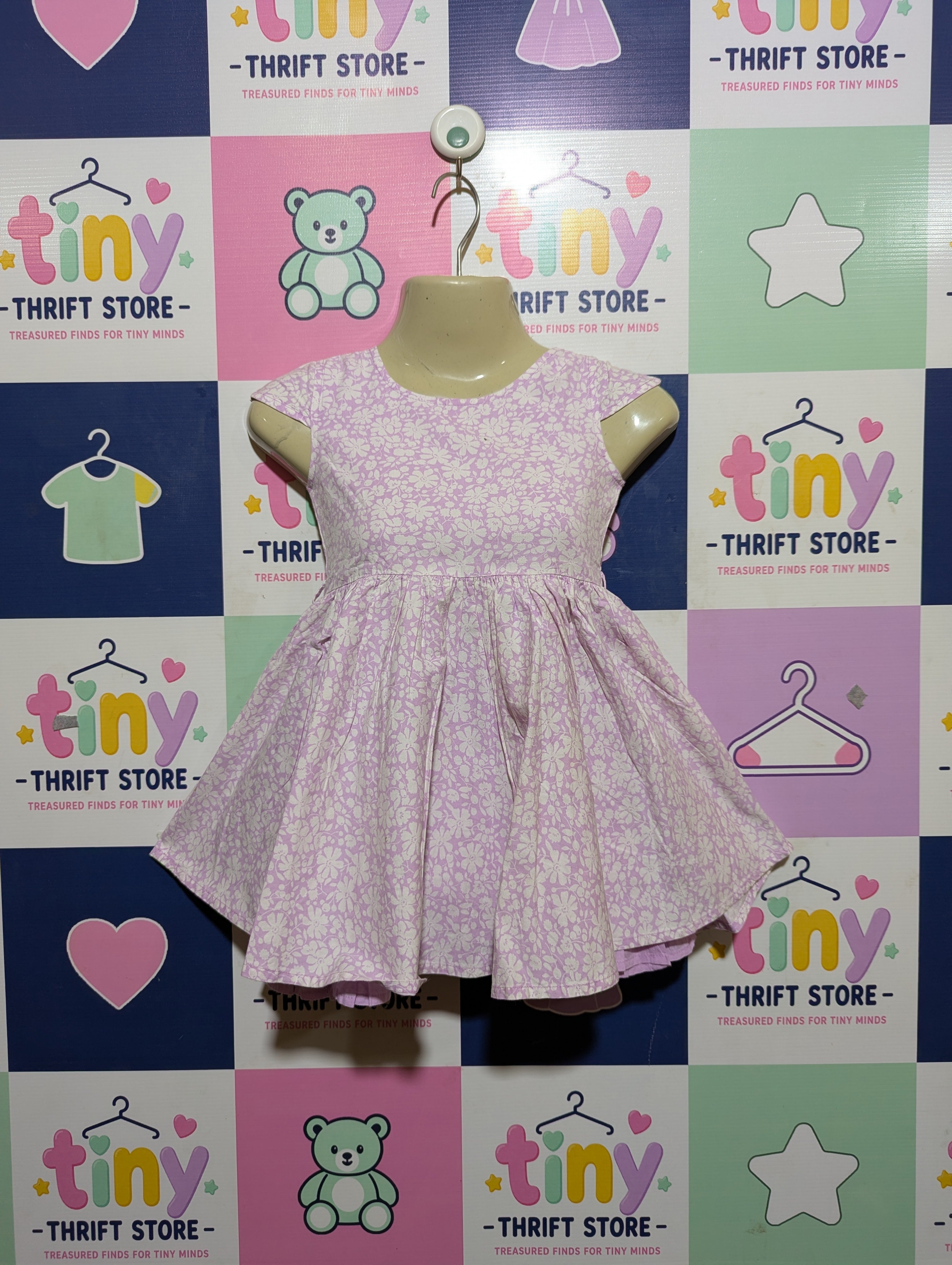 STACCATO Girls Light Purple Floral Cap Sleeve Dress - Size 98 (2-3 Years) Estimated Age 2-3 Years AB2