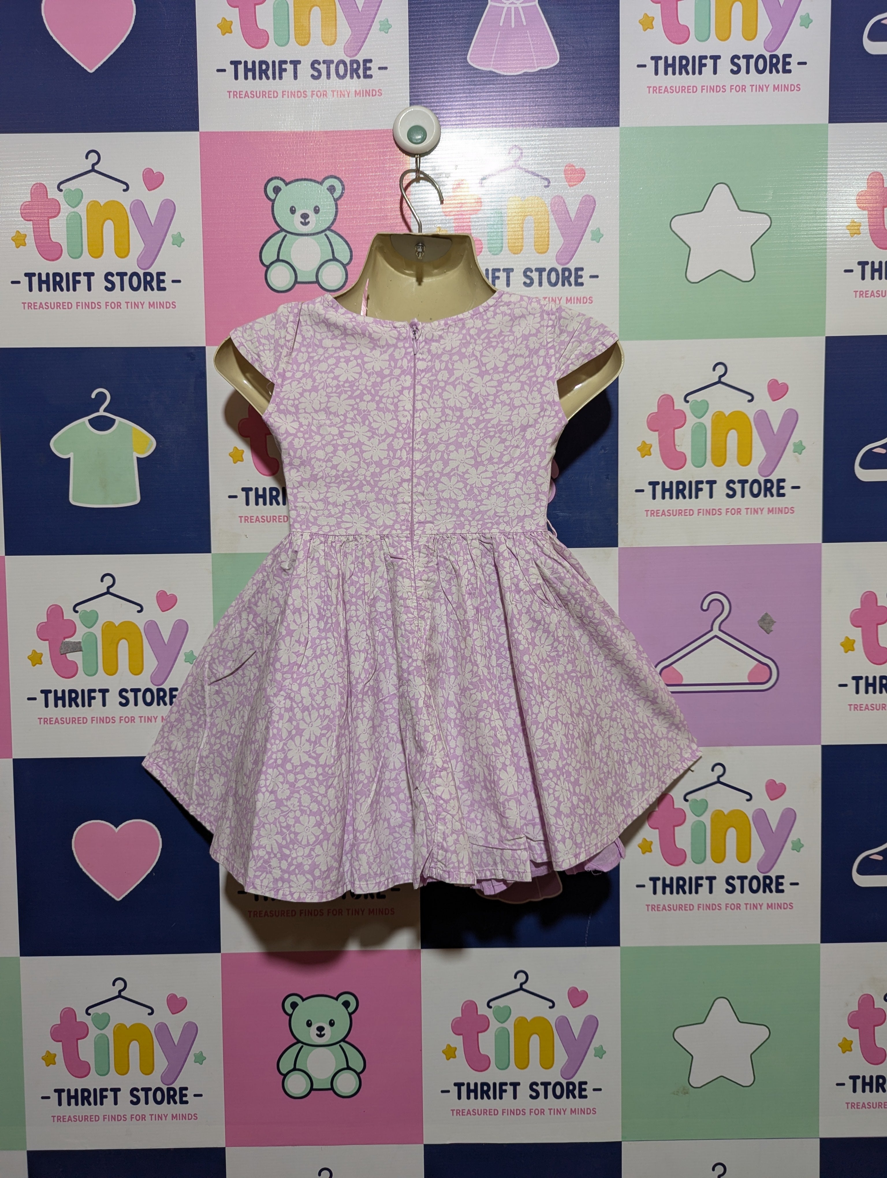 STACCATO Girls Light Purple Floral Cap Sleeve Dress - Size 98 (2-3 Years) Estimated Age 2-3 Years AB2