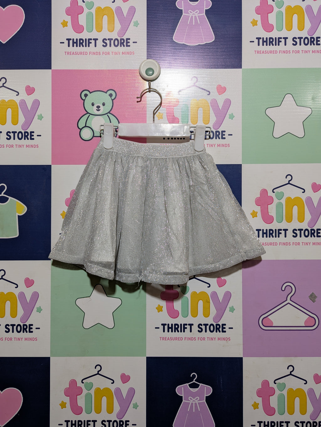 Orchestra Girls Silver Sparkle Metallic Skater Skirt - Size 4Y Estimated Age 4 Years AB2