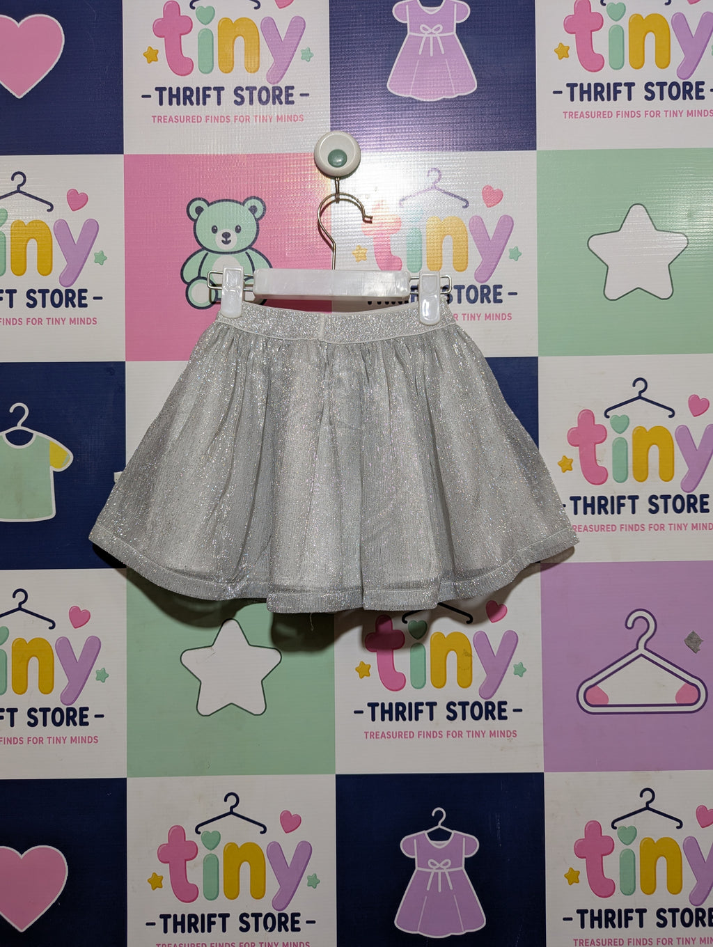 Orchestra Girls Silver Sparkle Metallic Skater Skirt - Size 4Y Estimated Age 4 Years AB2