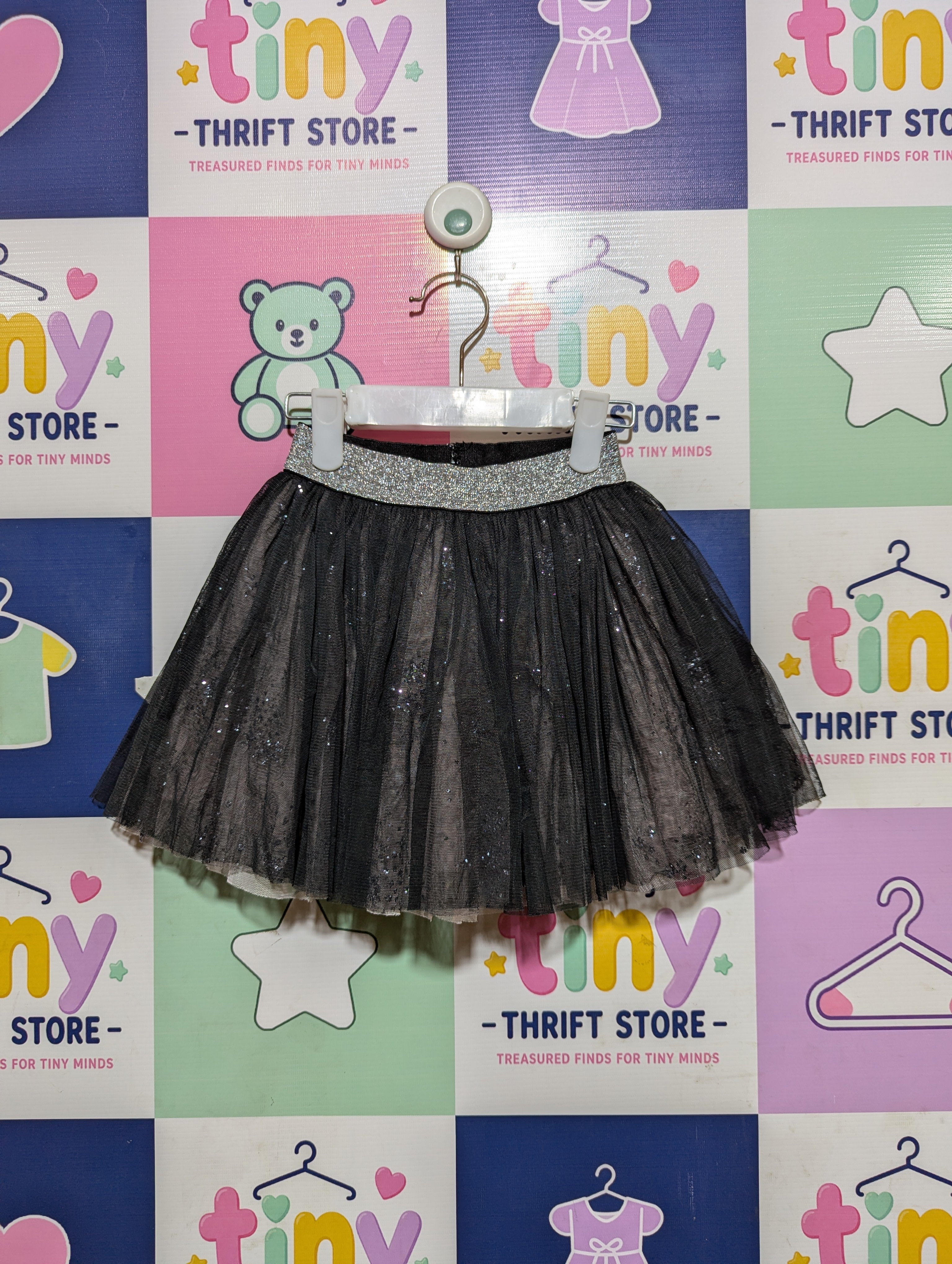 Orchestra Girls Black Sparkle Metallic Tulle Skirt - Size 4Y Estimated Age 4 Years AB2