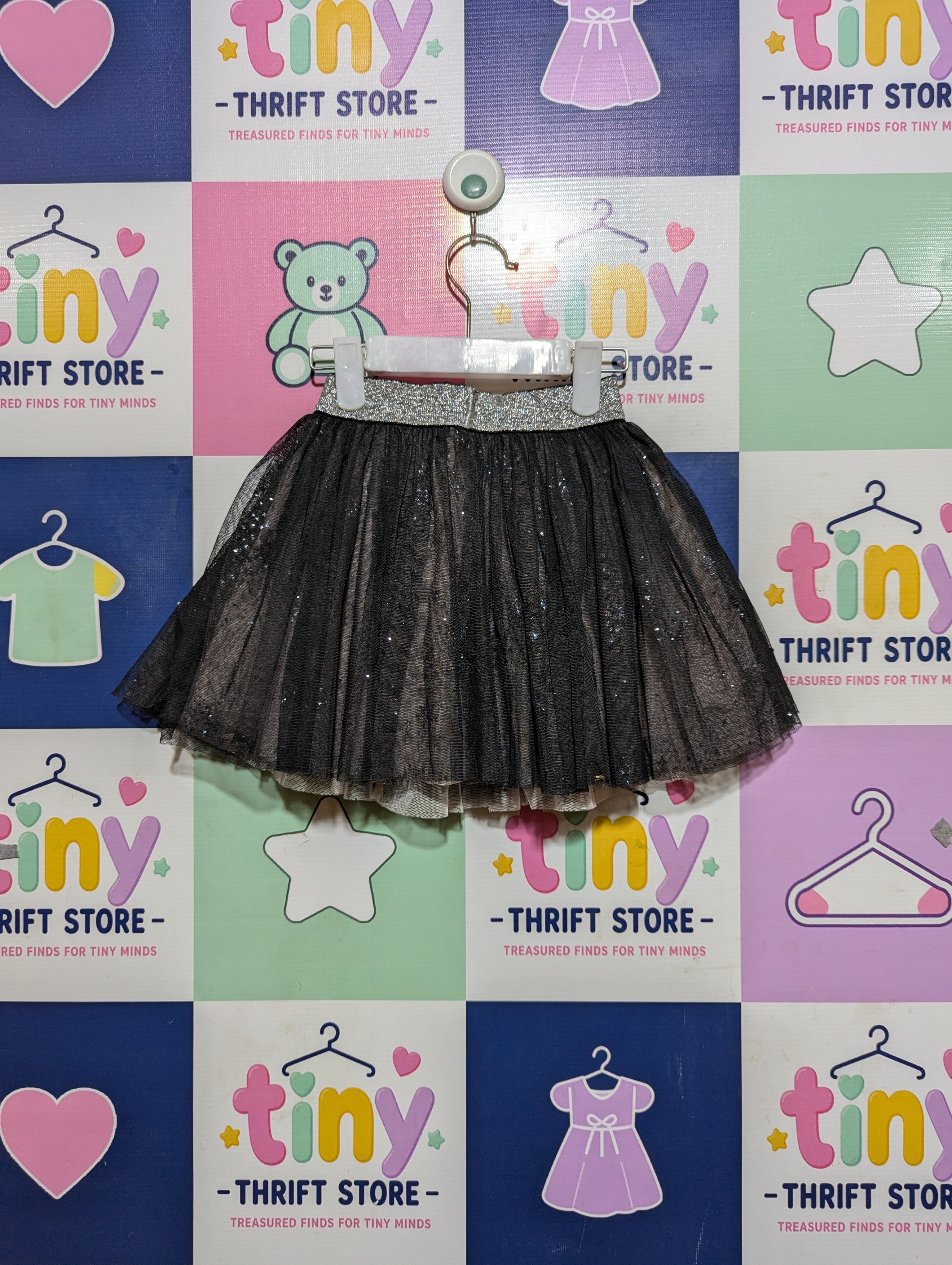 Orchestra Girls Black Sparkle Metallic Tulle Skirt - Size 4Y Estimated Age 4 Years AB2