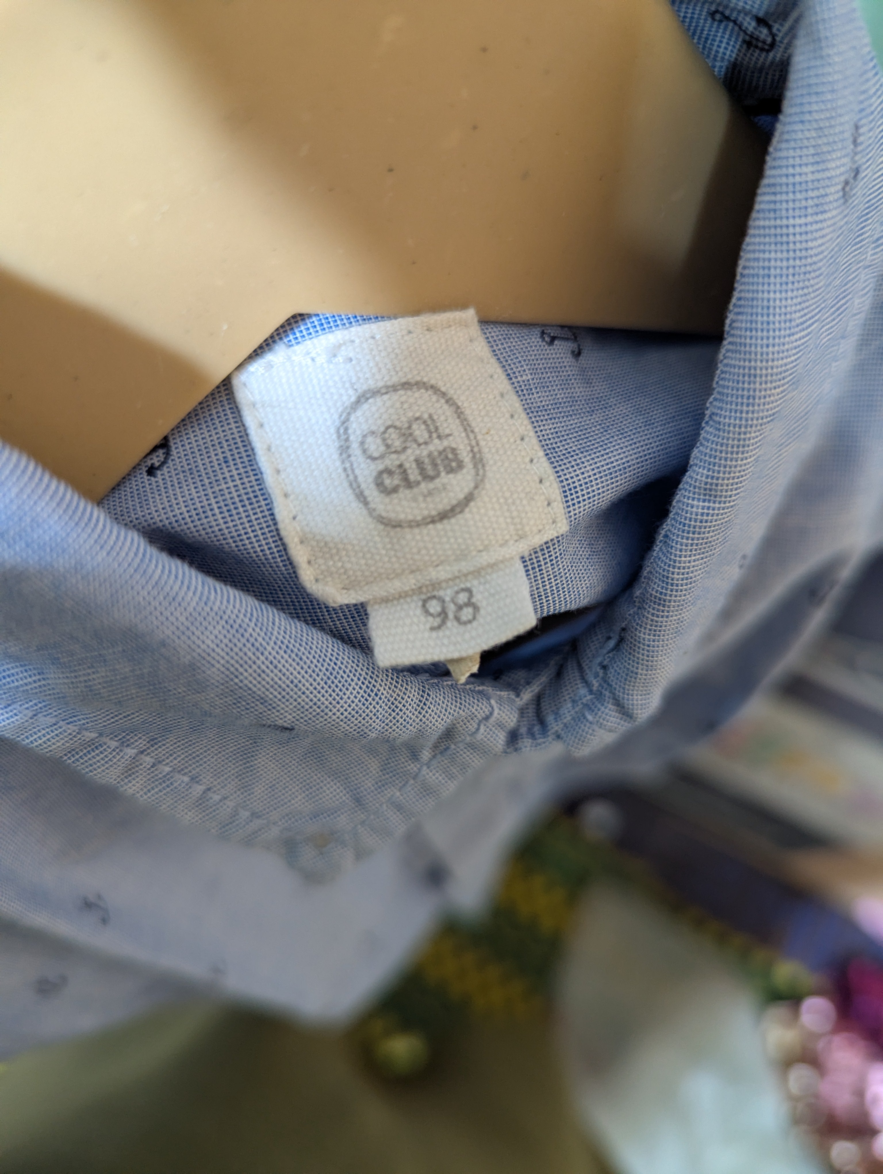 Cool Club Girls Light Blue Anchor Print Short Sleeve Button-Down Shirt - Size 98 Estimated Age 2-3 Years AB2
