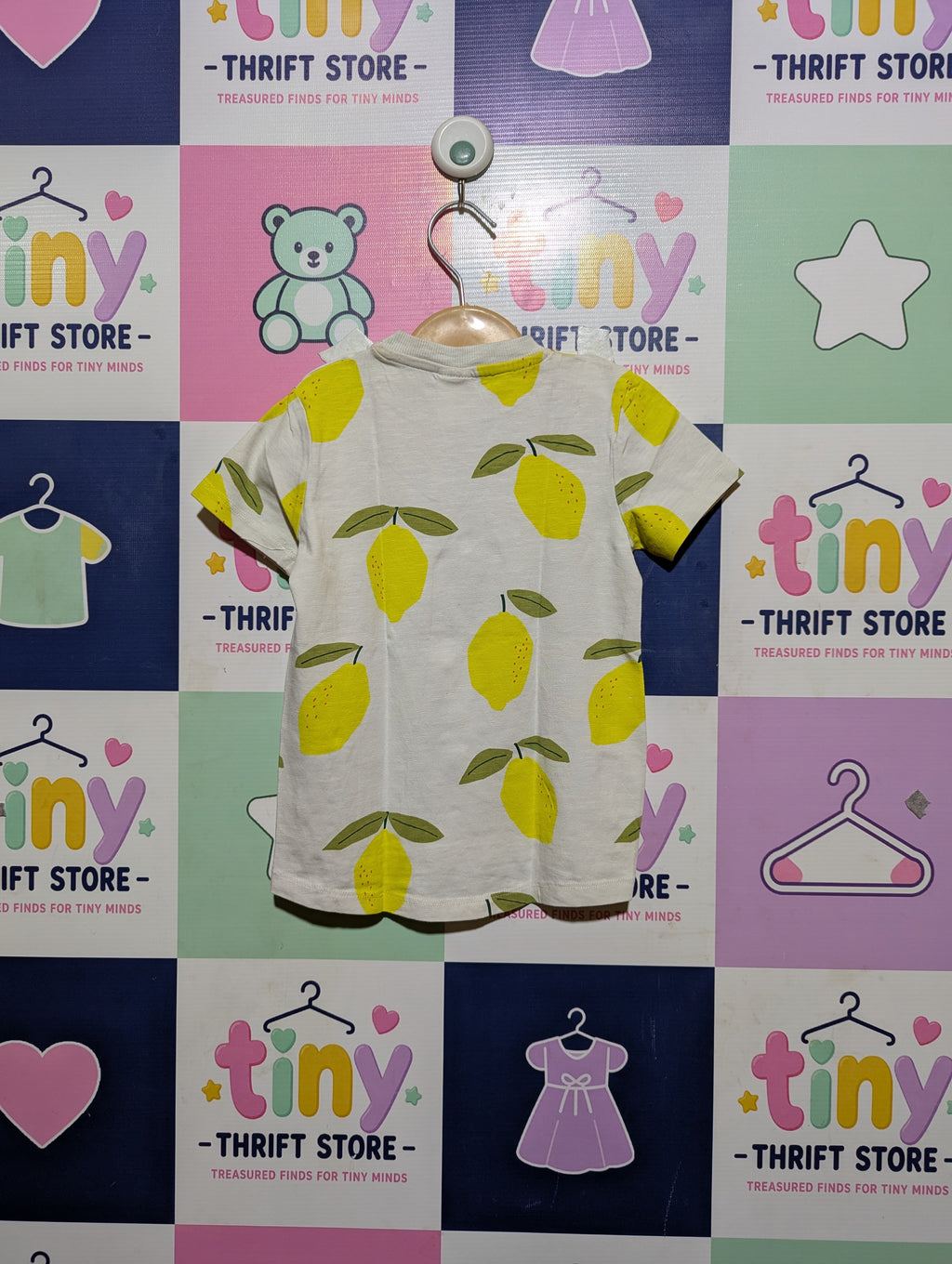 HEMA Baby Boys White & Yellow Lemon Print Short Sleeve Tee - Size 92 Estimated Age 1-2 Years AB2