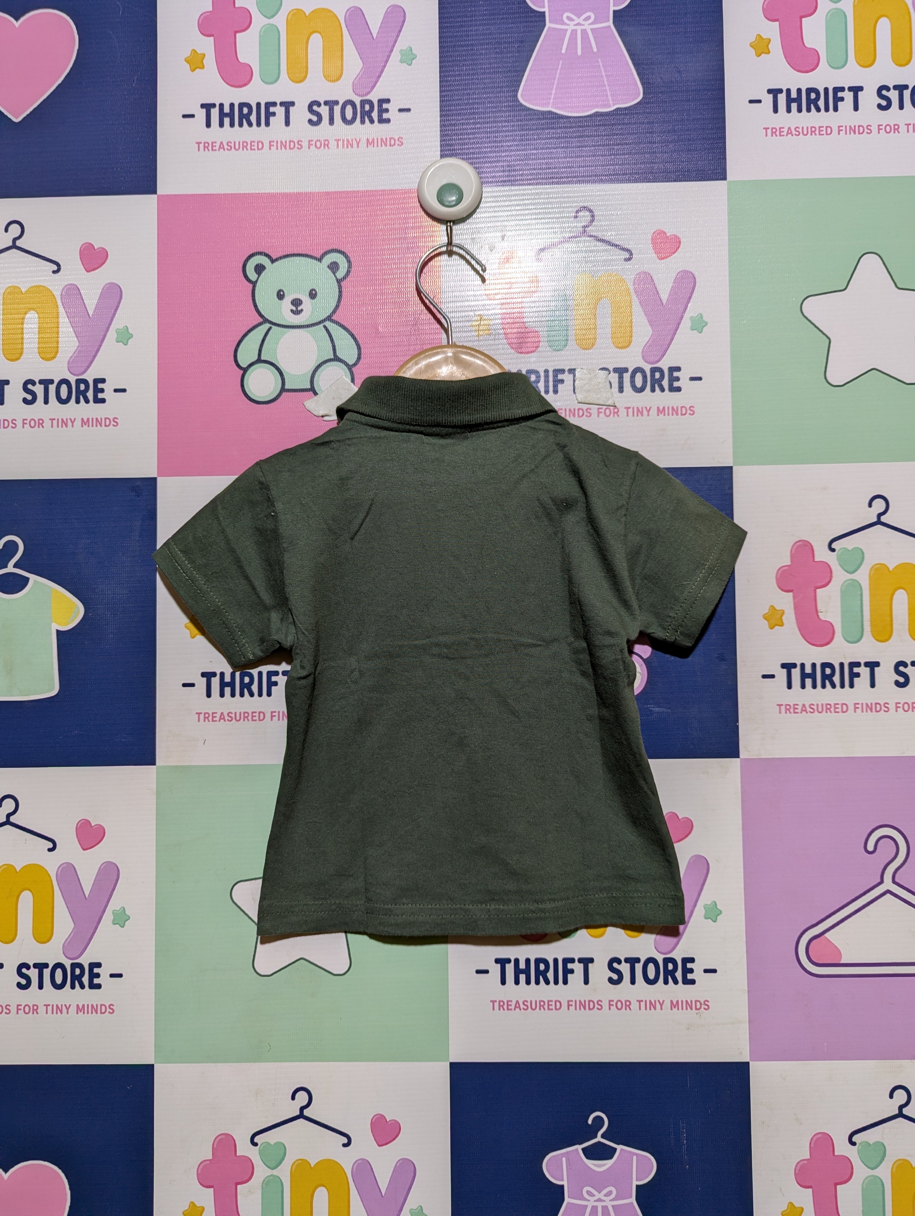 Pulla Bulla Boys Olive Green Classic Short Sleeve Polo Shirt - Size 1 Estimated Age 1-2 Years AB2