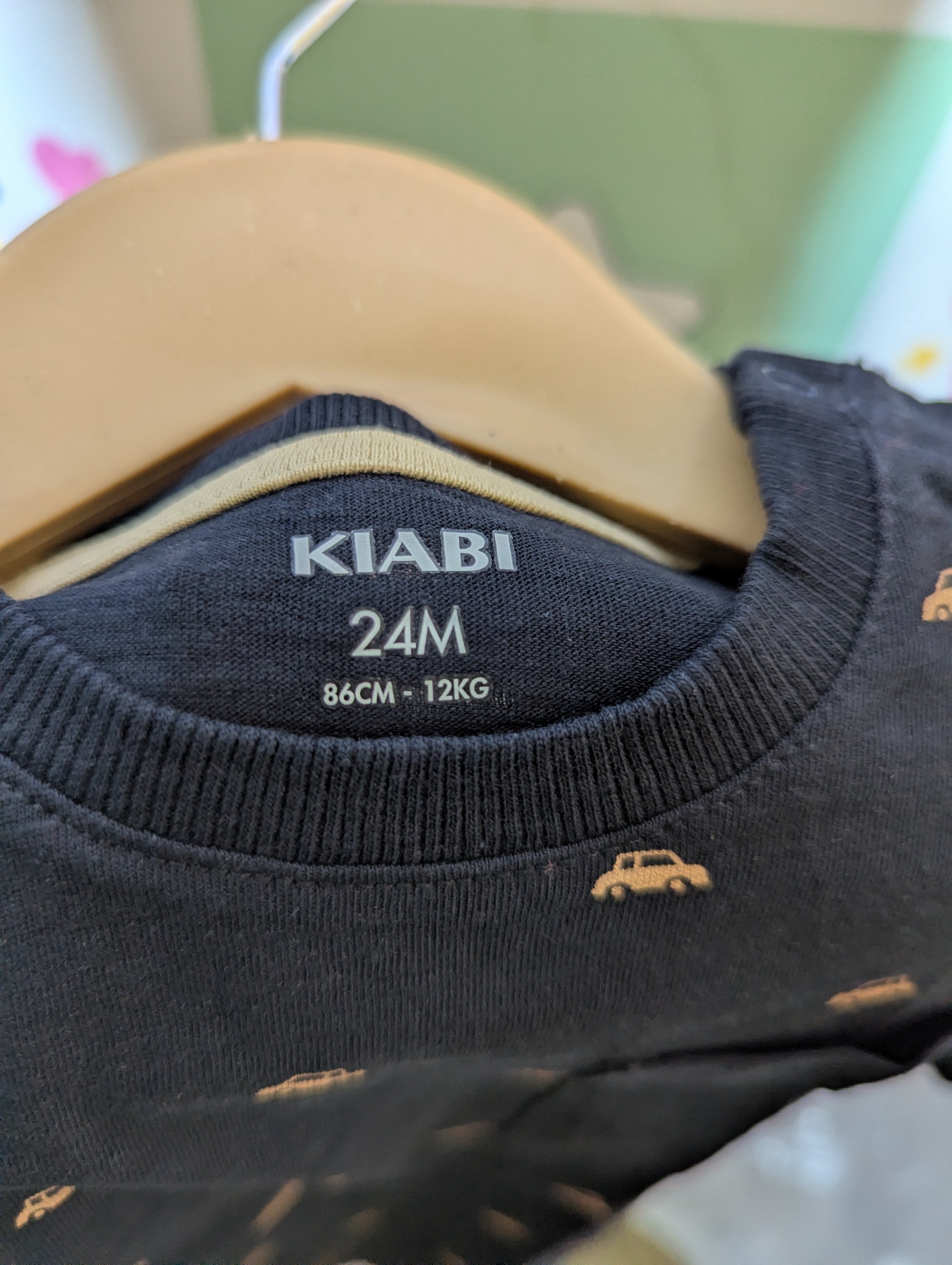 KIABI Baby Boys Dark Navy Blue All-Over Car Print Short Sleeve Tee - Size 24M Estimated Age 2 Years AB2