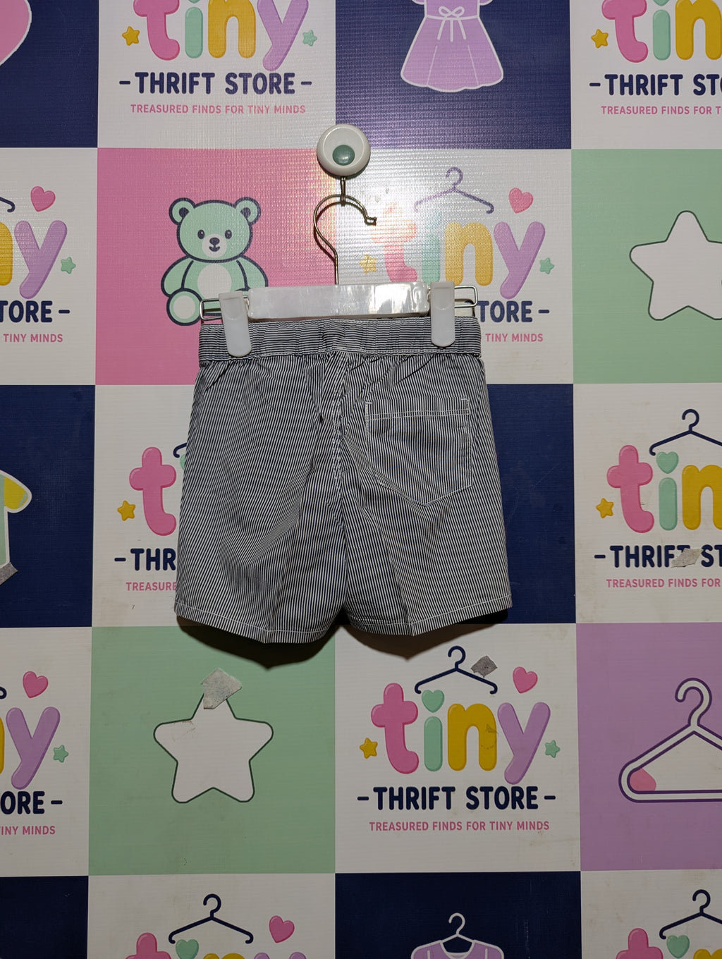 H&M Baby Boys Blue & White Striped Casual Summer Shorts - Size 9-12M Estimated Age 9-12 Months AB2