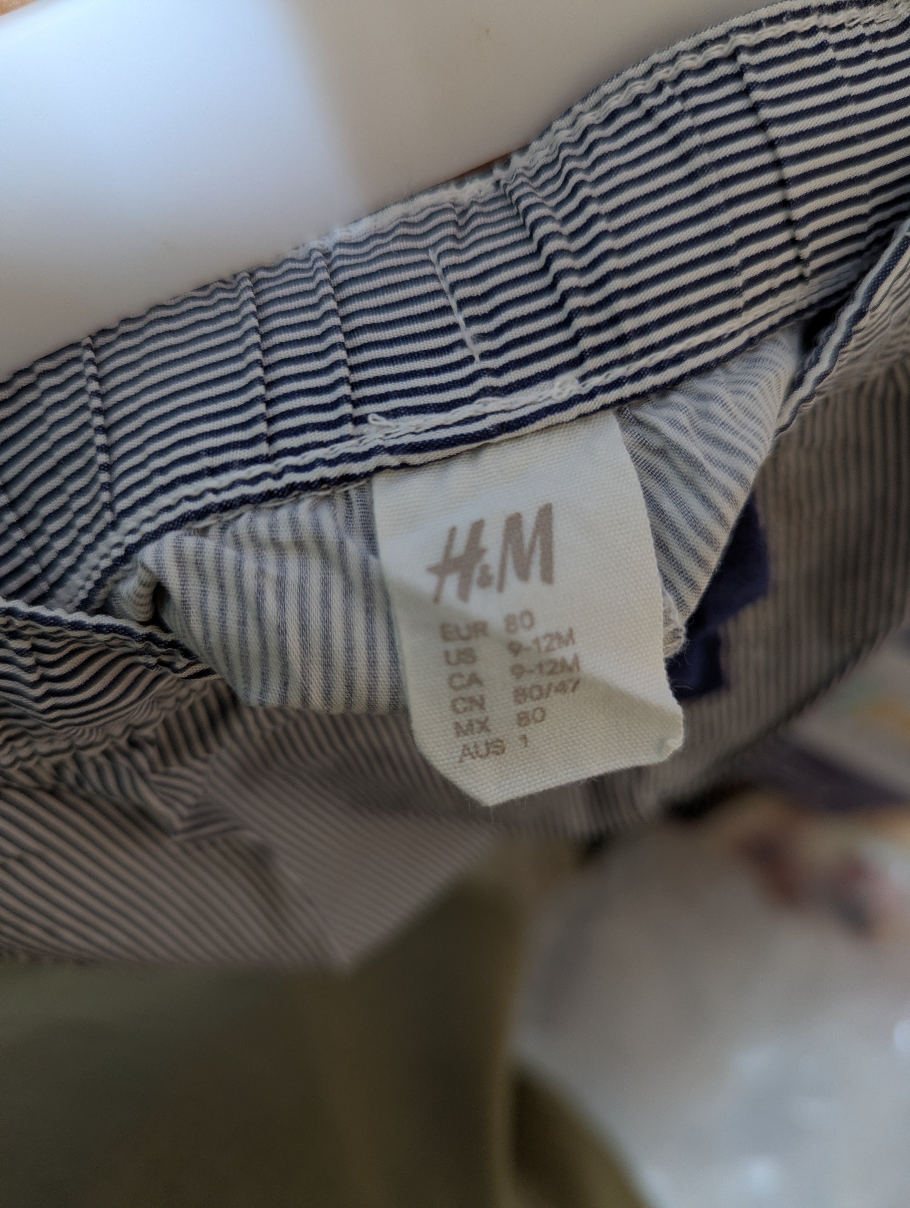 H&M Baby Boys Blue & White Striped Casual Summer Shorts - Size 9-12M Estimated Age 9-12 Months AB2