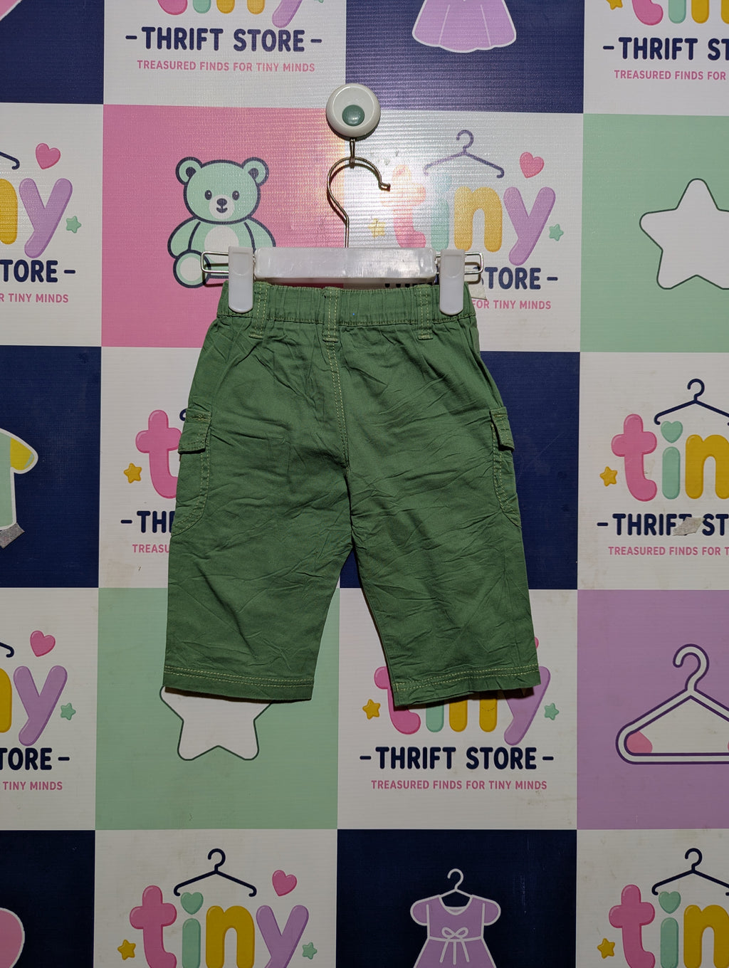 Kids Brand Boys Sage Green Utility Cargo Shorts - Size 80 CM Estimated Age 9-12 Months AB2