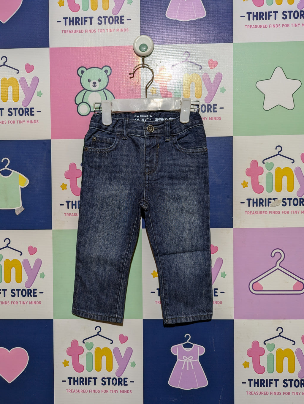 The Children's Place Boys Dark Wash Skinny Denim Jeans - Size 18-24M Estimated Age 18-24 Months AB2