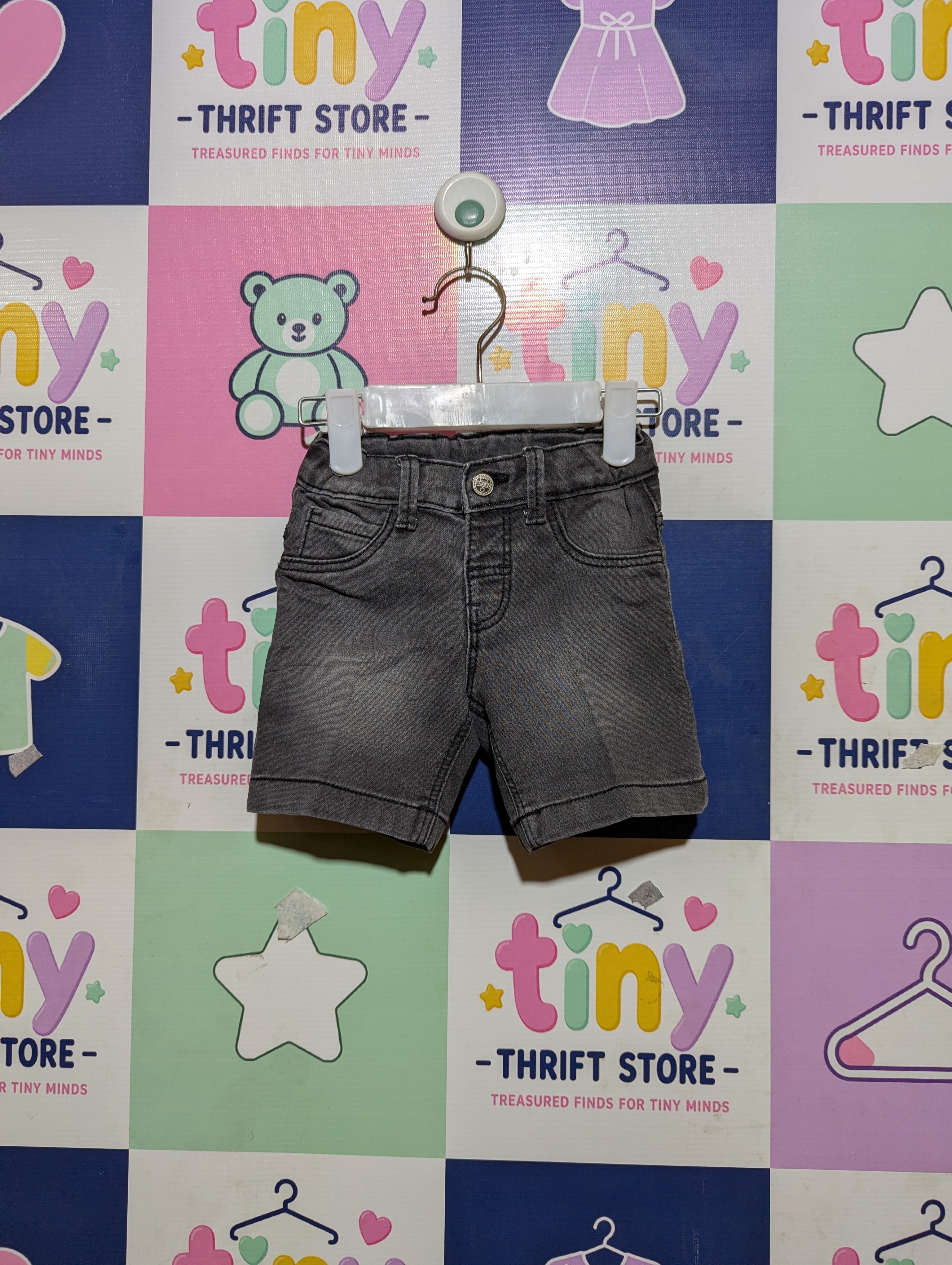 Kids Brand Boys Charcoal Grey Denim Casual Shorts - Size 80 CM Estimated Age 9-12 Months AB2