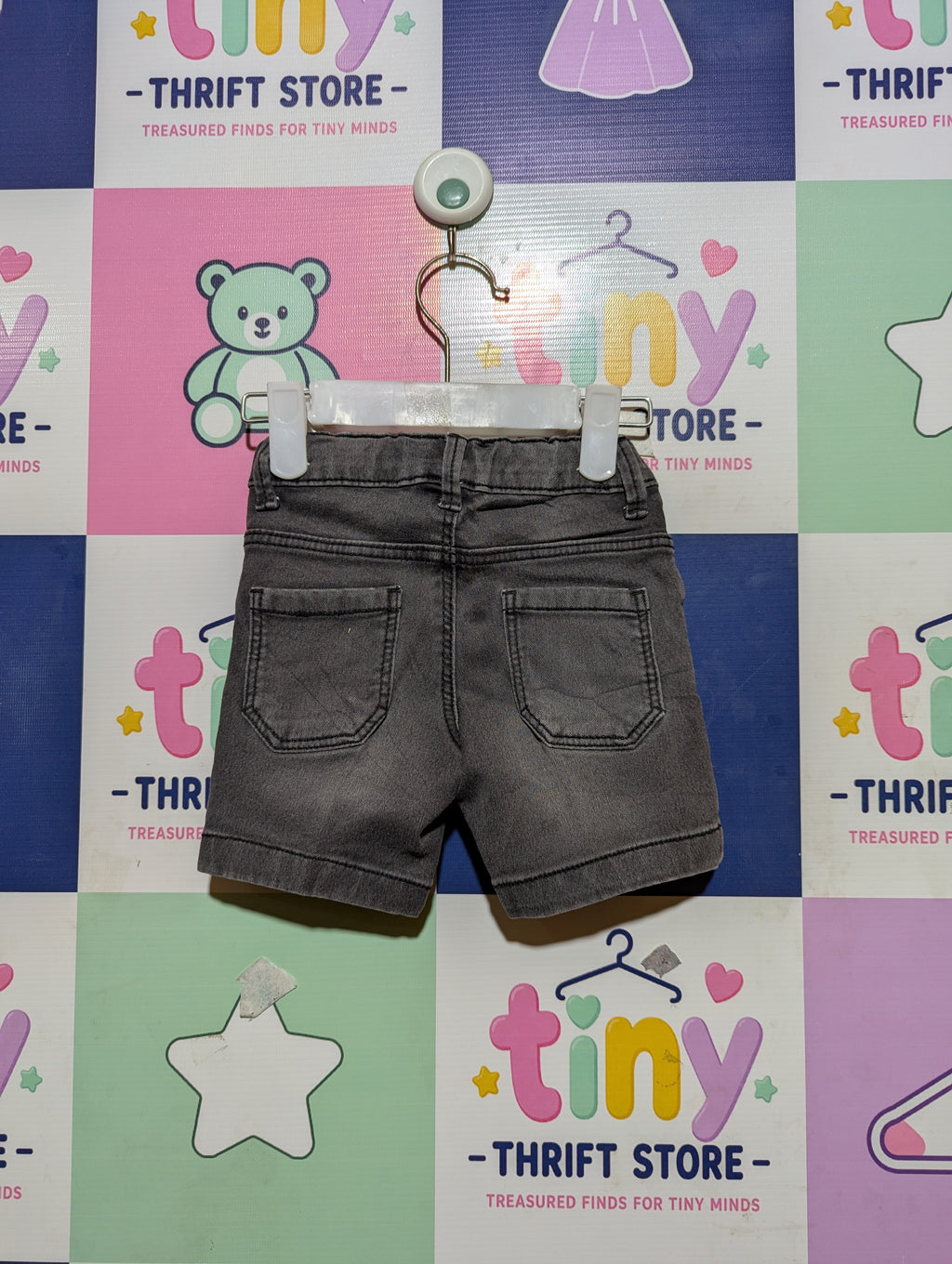 Kids Brand Boys Charcoal Grey Denim Casual Shorts - Size 80 CM Estimated Age 9-12 Months AB2