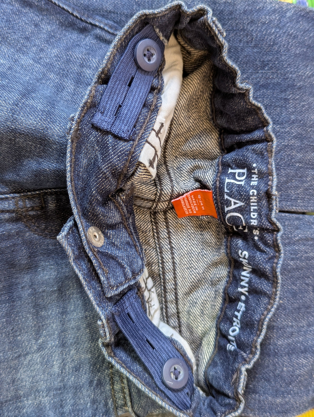 The Children's Place Boys Dark Wash Skinny Denim Jeans - Size 18-24M Estimated Age 18-24 Months AB2