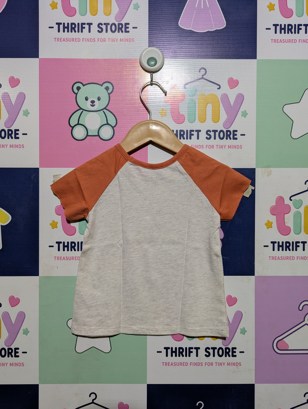 Garanimals Boys Heather Grey & Orange "Good Energy" Raglan Short Sleeve Tee - Size 18M Estimated Age 18 Months AB2