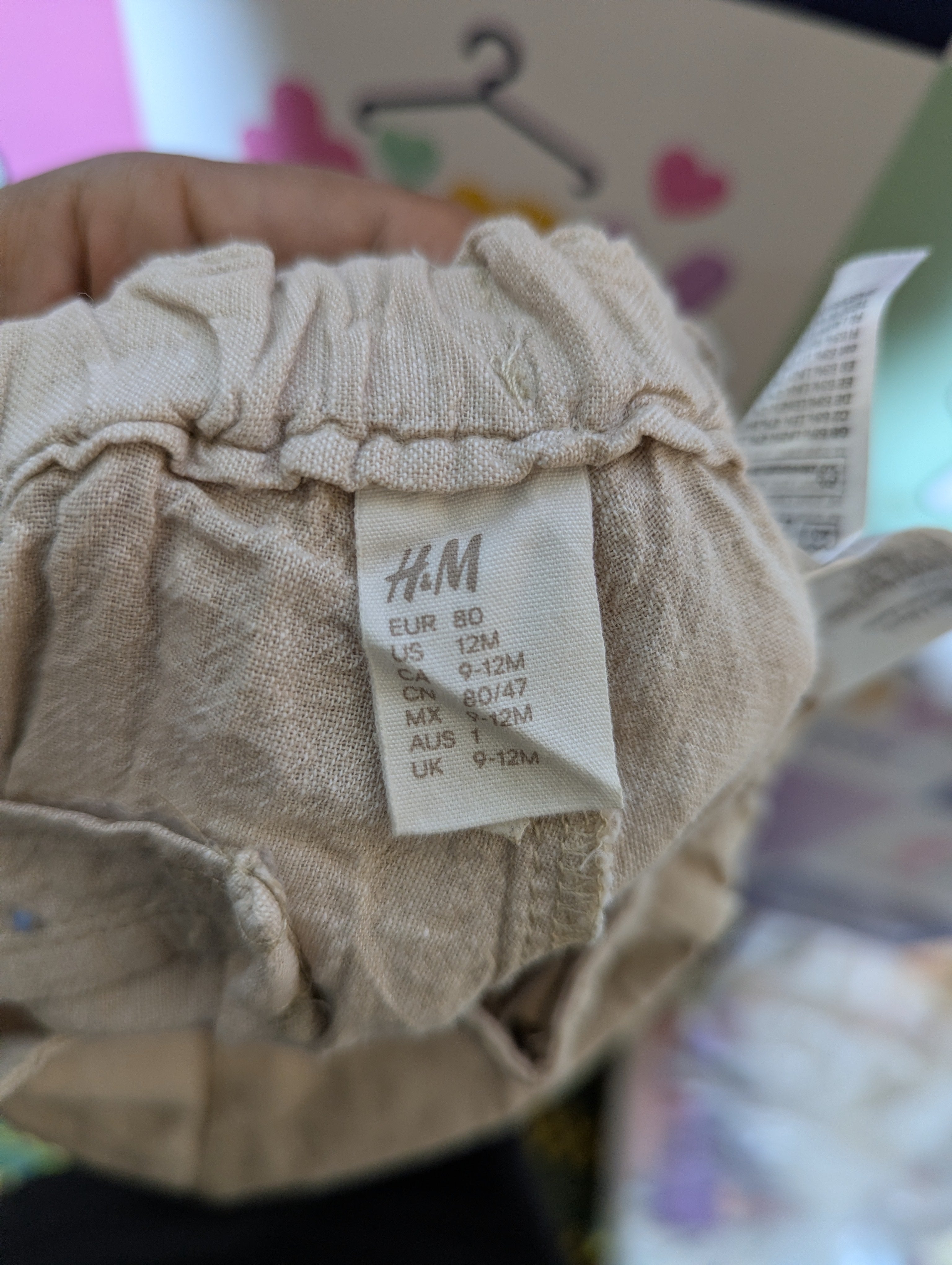 H&M Boys Beige Casual Linen-Blend Pull-On Shorts - Size Estimated Age 12M AB2