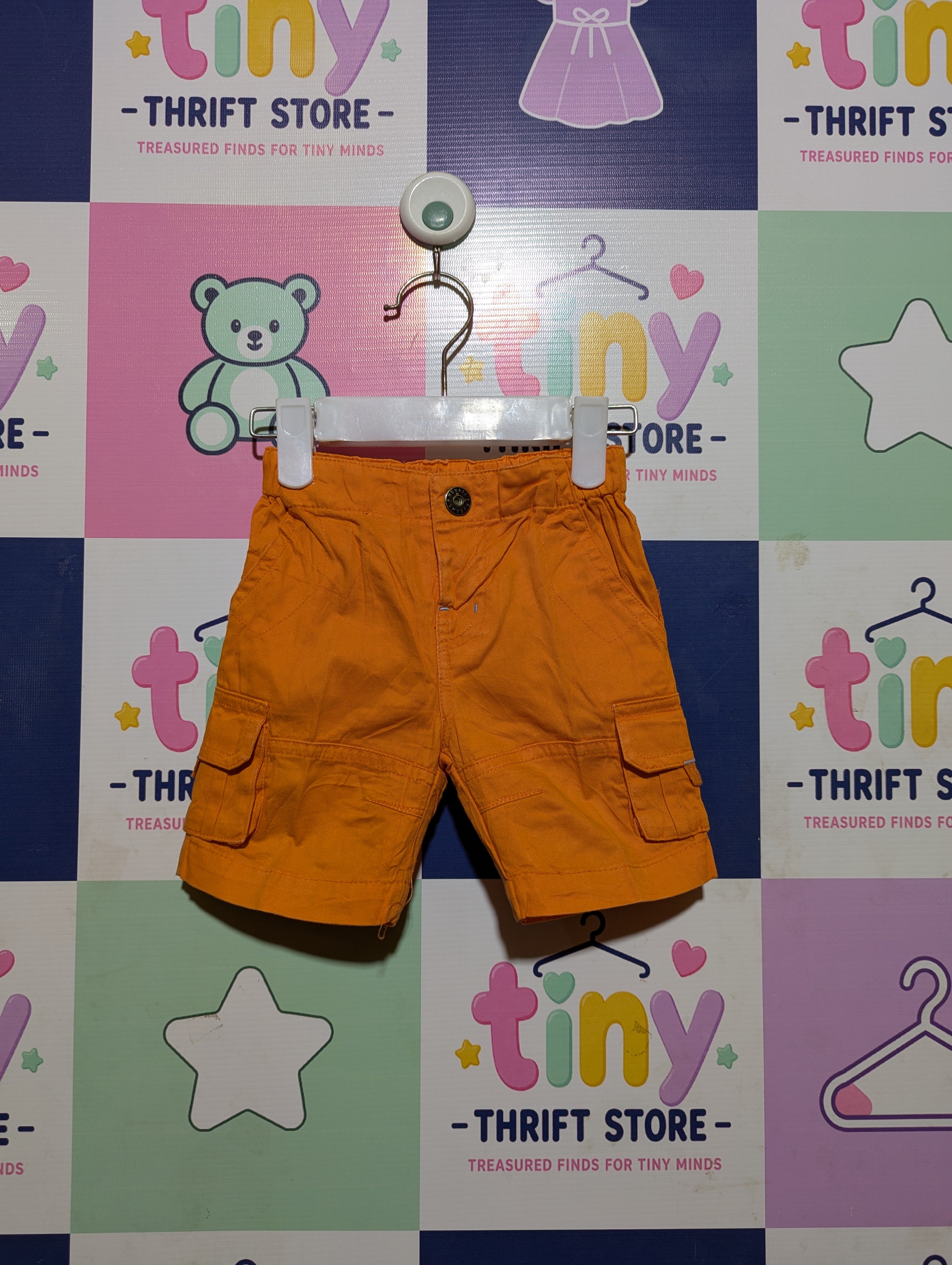 Noukie's Boys Vibrant Orange Cargo Utility Shorts - Size Estimated Age 12M AB2