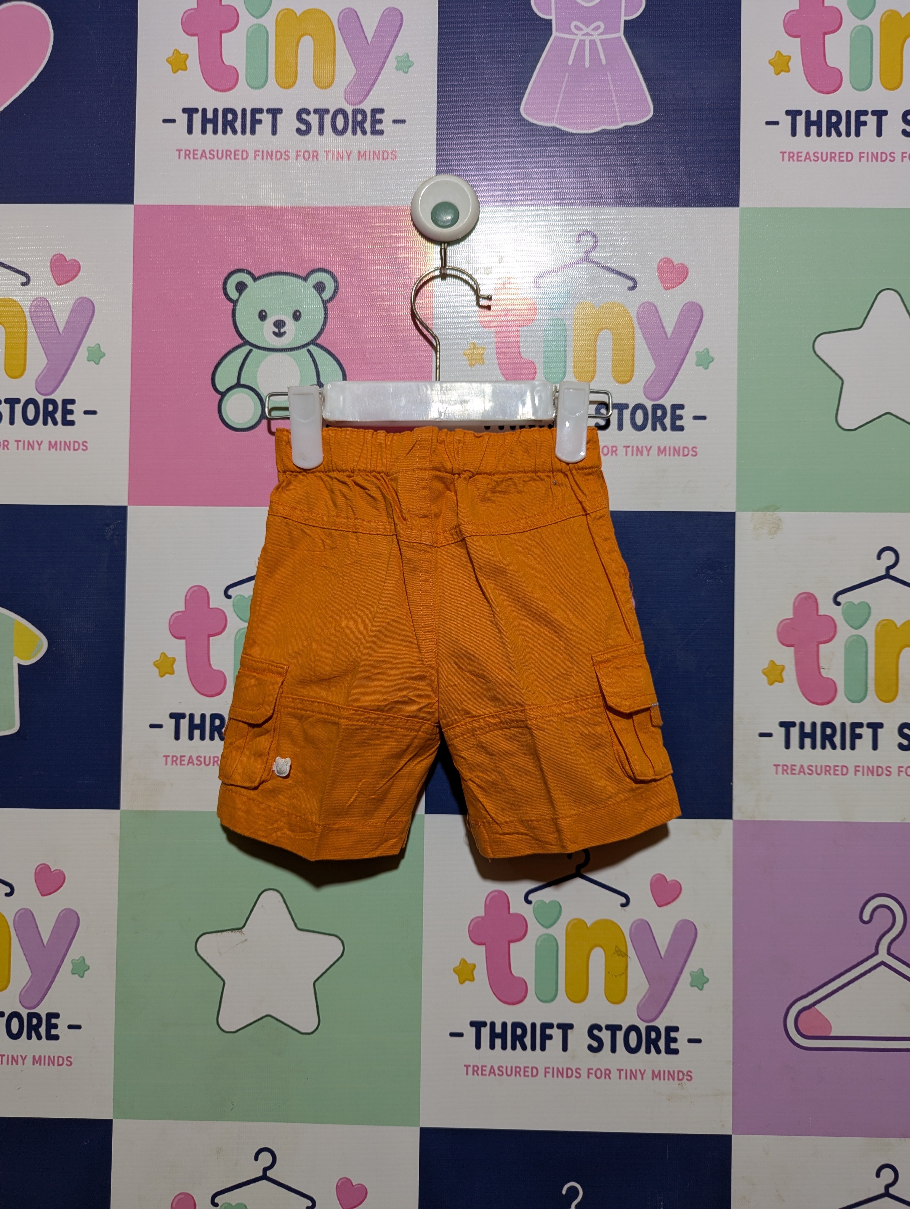Noukie's Boys Vibrant Orange Cargo Utility Shorts - Size Estimated Age 12M AB2