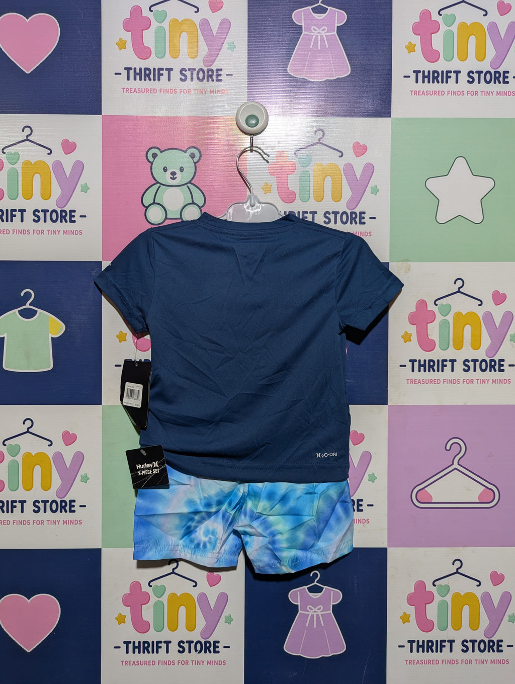 Hurley Boys Navy Blue & Tie-Dye 2-Piece Swim Set - Size Estimated Age 2T AB2