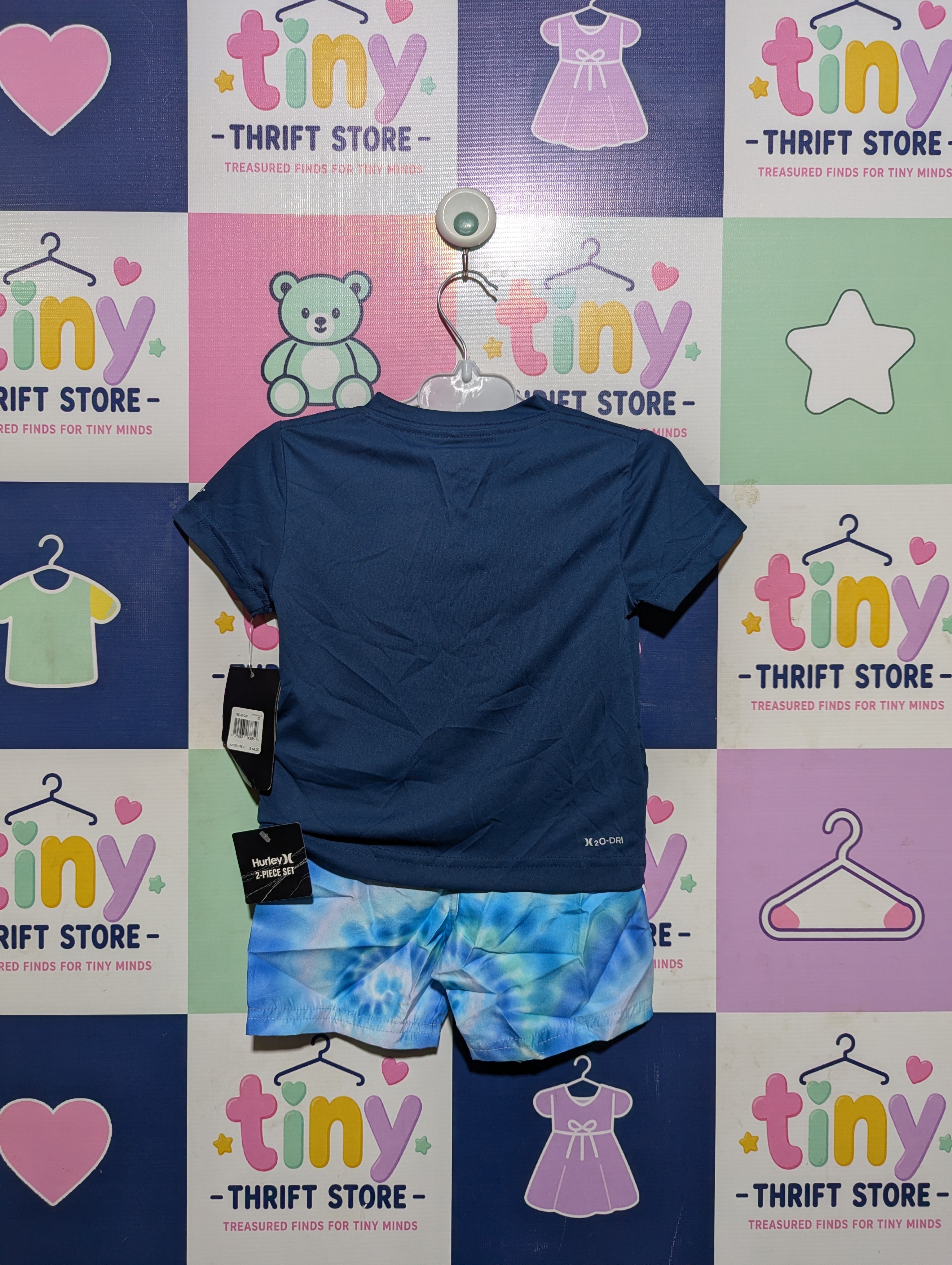 Hurley Boys Navy Blue & Tie-Dye 2-Piece Swim Set - Size Estimated Age 2T AB2