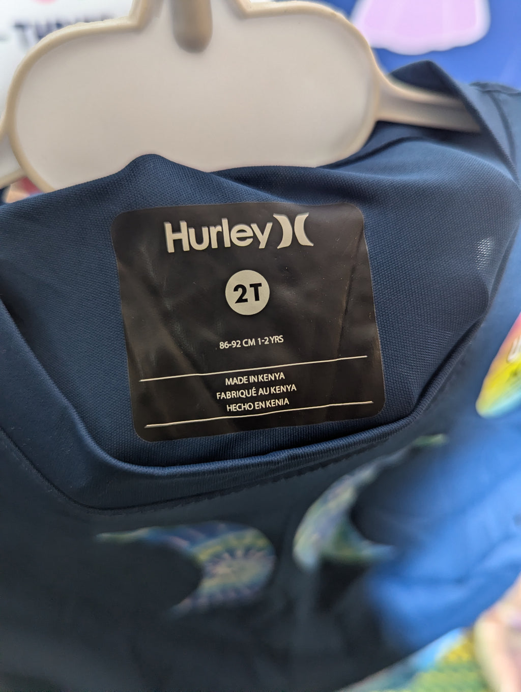 Hurley Boys Navy Blue & Tie-Dye 2-Piece Swim Set - Size Estimated Age 2T AB2