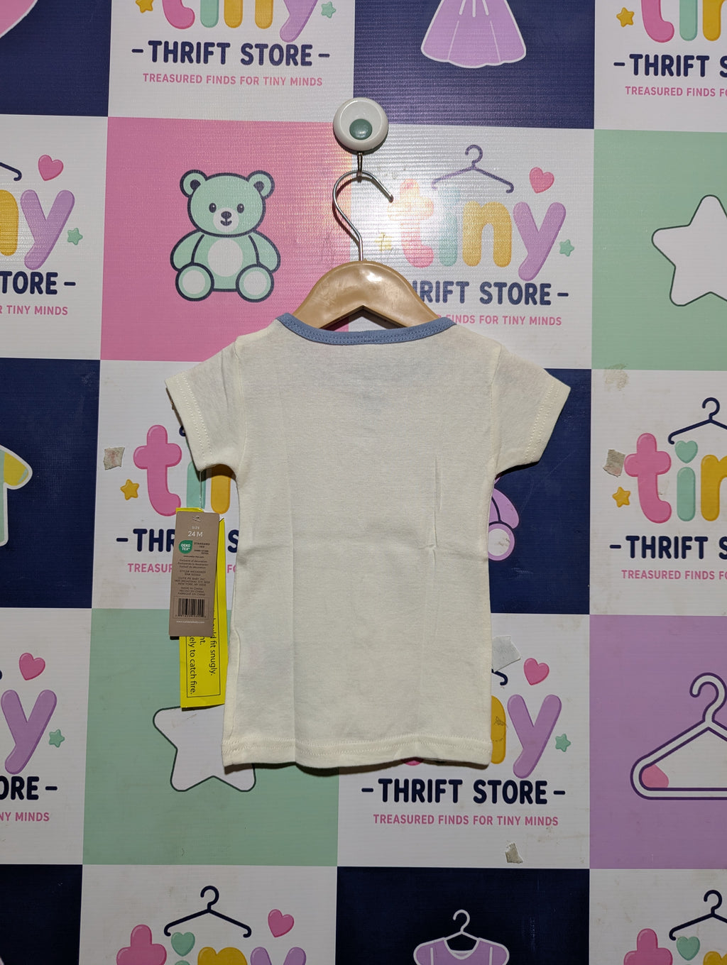 Chickpea Pajamas Unisex Baby Cream "Bearly Tired" Short-Sleeve Tee - Size Estimated Age 24M AB2