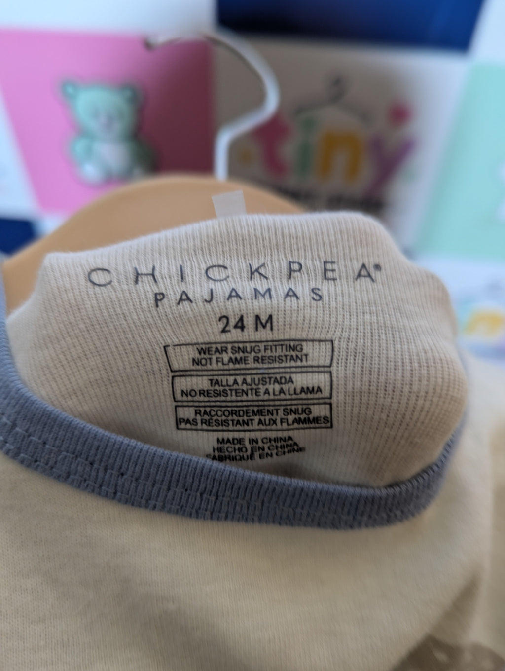 Chickpea Pajamas Unisex Baby Cream "Bearly Tired" Short-Sleeve Tee - Size Estimated Age 24M AB2