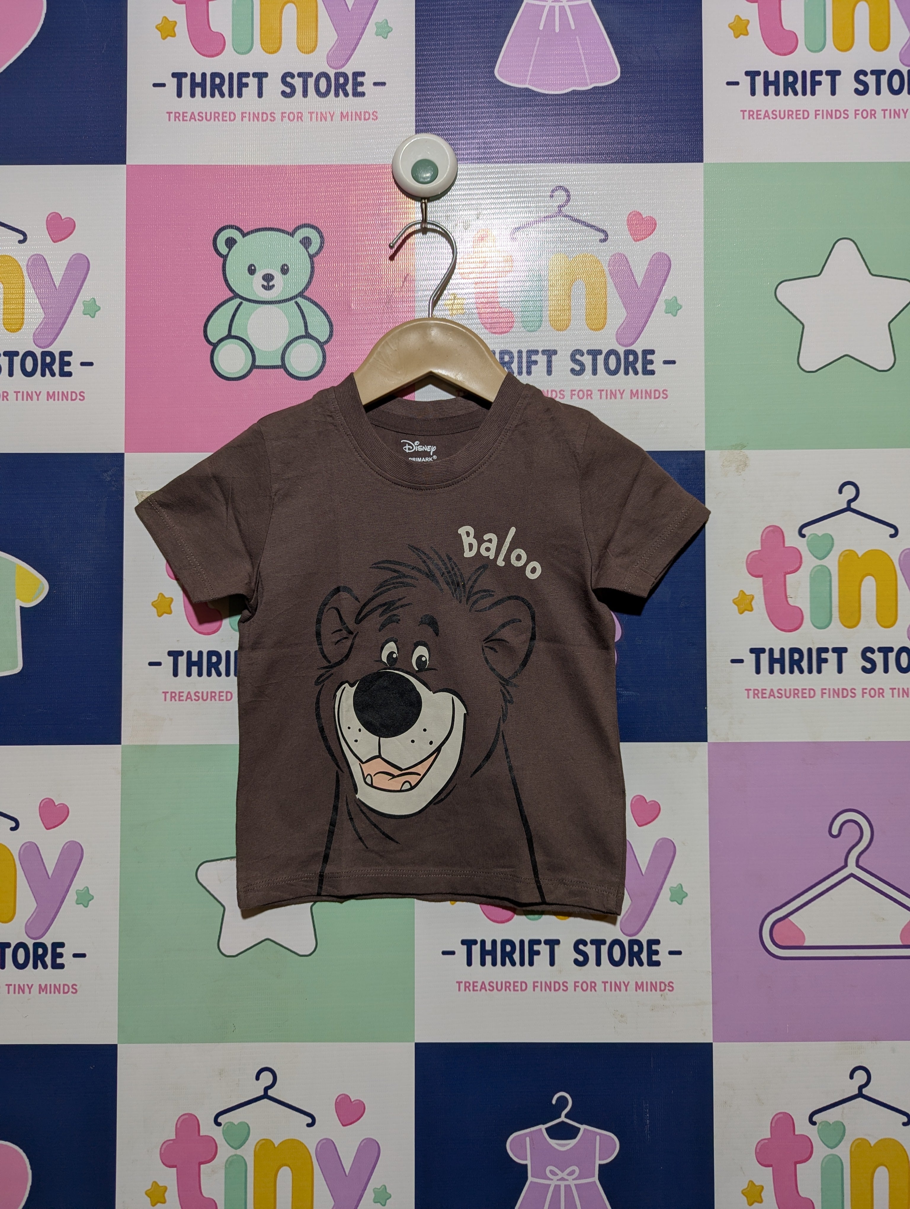 Disney at Primark Boys Brown "Baloo" The Jungle Book Short-Sleeve T-Shirt - Size Estimated Age 12-18M AB2