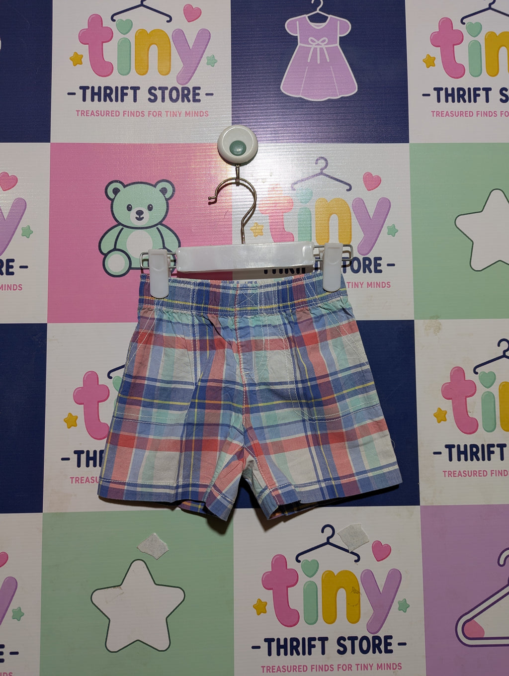 Carter's Boys Multicolor Plaid Casual Shorts - Size Estimated Age 18M AB2