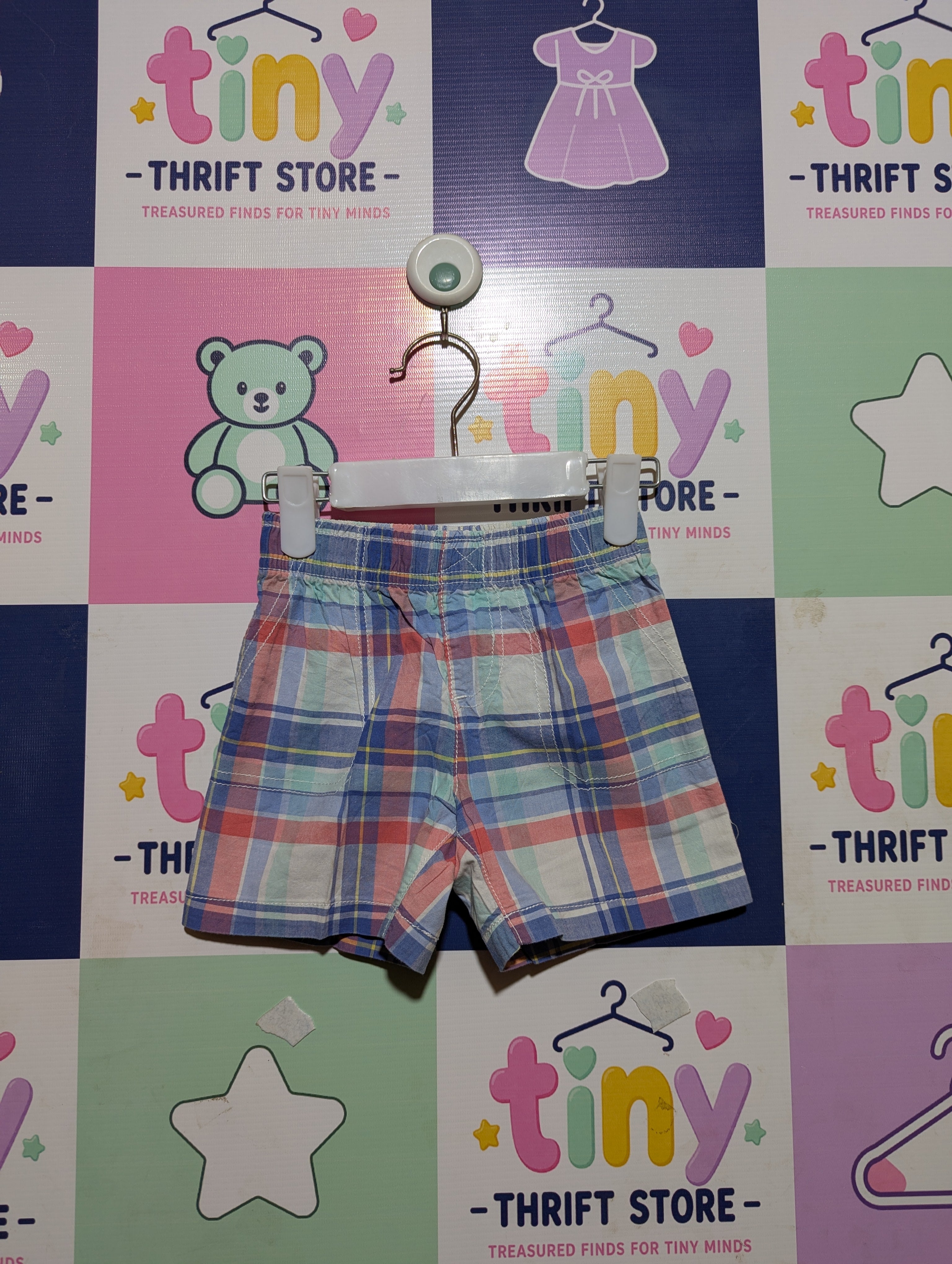 Carter's Boys Multicolor Plaid Casual Shorts - Size Estimated Age 18M AB2