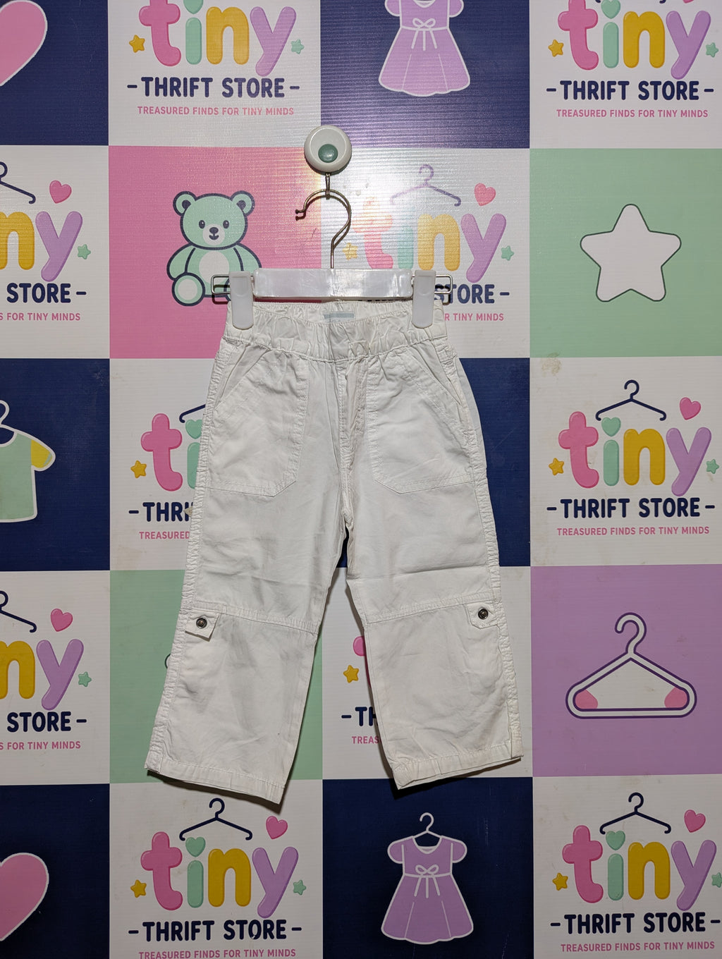Kimbaloo Boys White Cargo Pants - Size Estimated Age 18M AB2