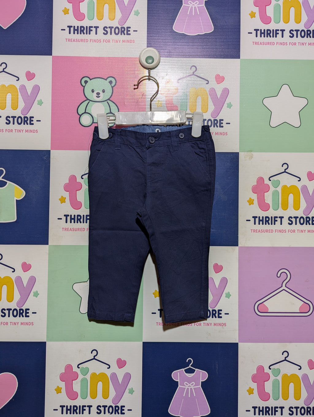 H&M Boys Navy Blue Casual Trousers - Size Estimated Age 9-12M AB2