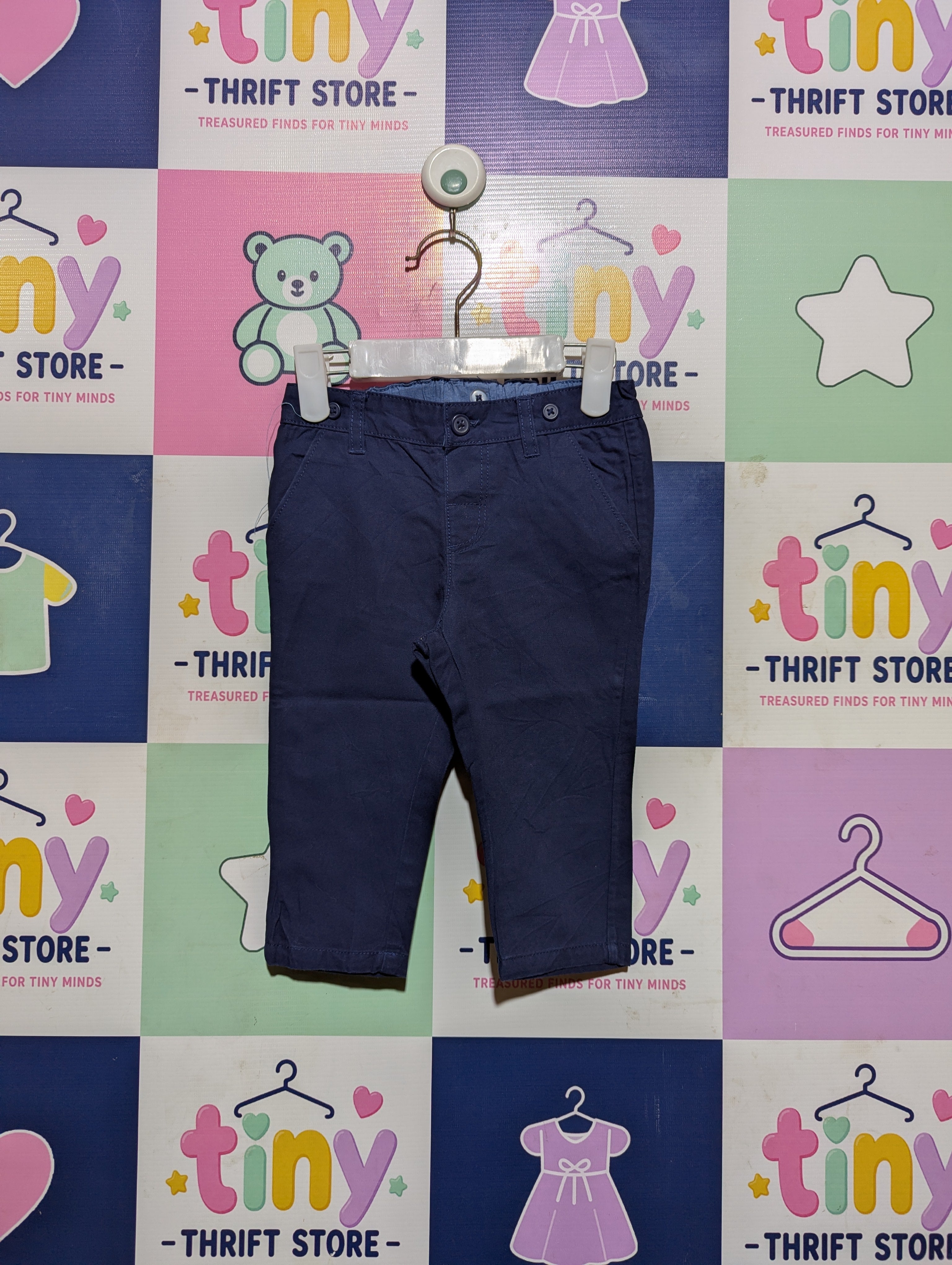 H&M Boys Navy Blue Casual Trousers - Size Estimated Age 9-12M AB2