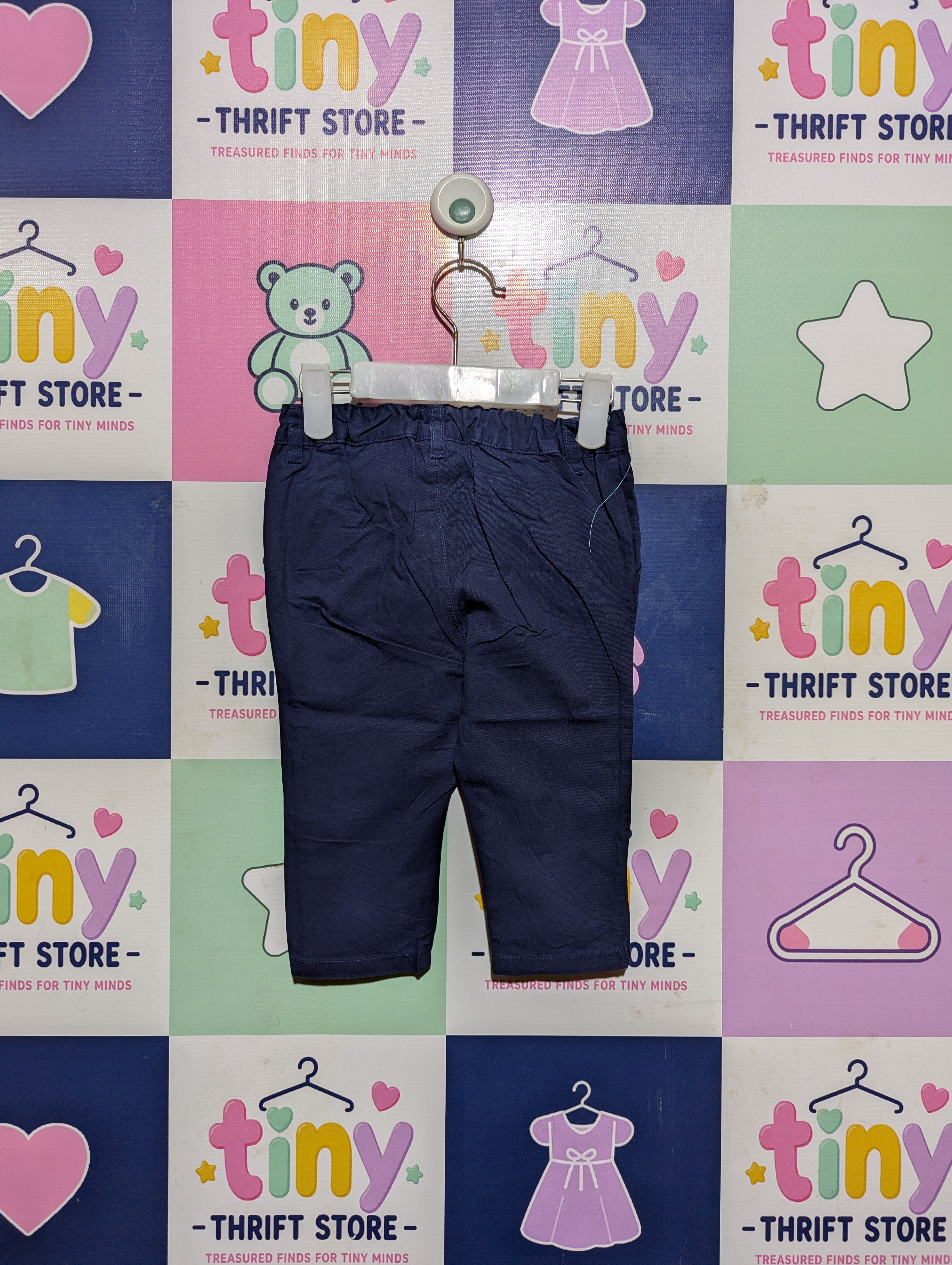 H&M Boys Navy Blue Casual Trousers - Size Estimated Age 9-12M AB2
