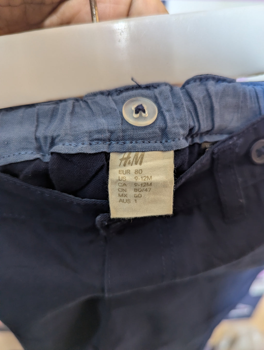 H&M Boys Navy Blue Casual Trousers - Size Estimated Age 9-12M AB2
