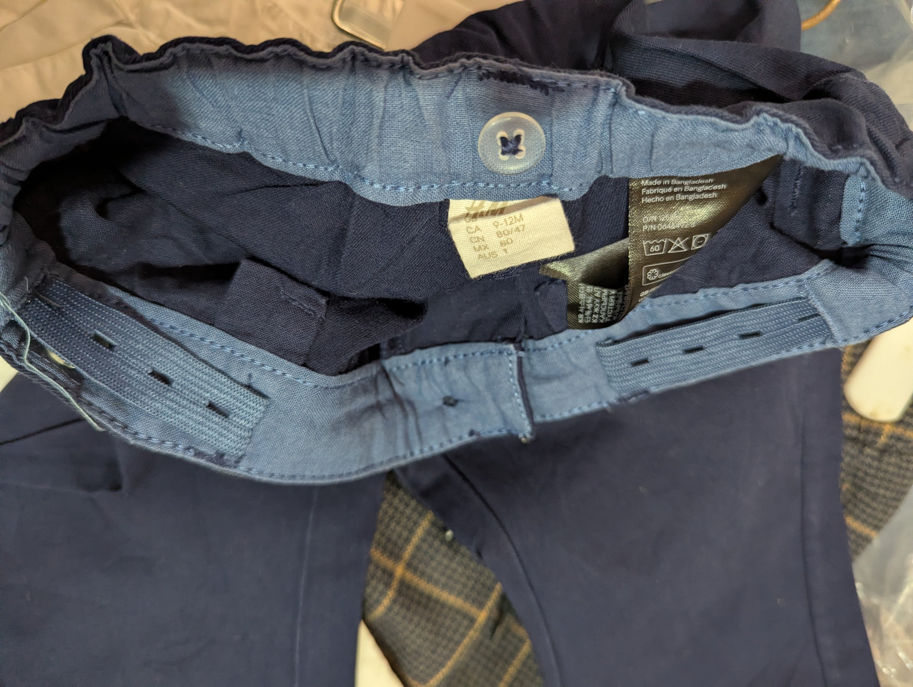 H&M Boys Navy Blue Casual Trousers - Size Estimated Age 9-12M AB2