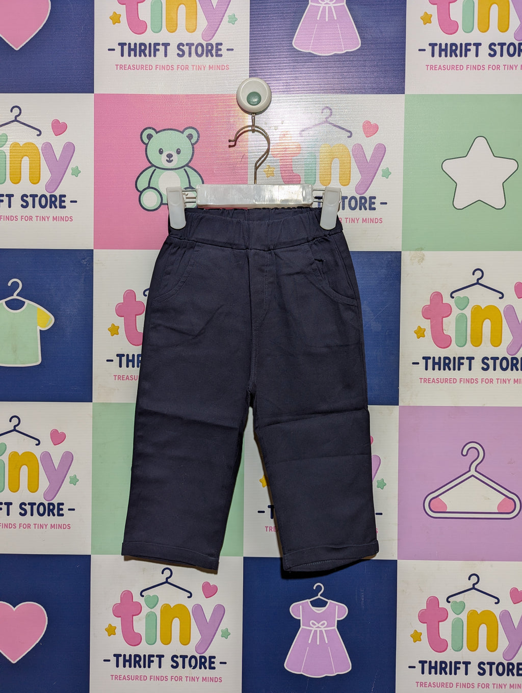 Athletic Works Boys Solid Dark Navy Blue Casual Trousers - Size Estimated Age 18-24M AB2